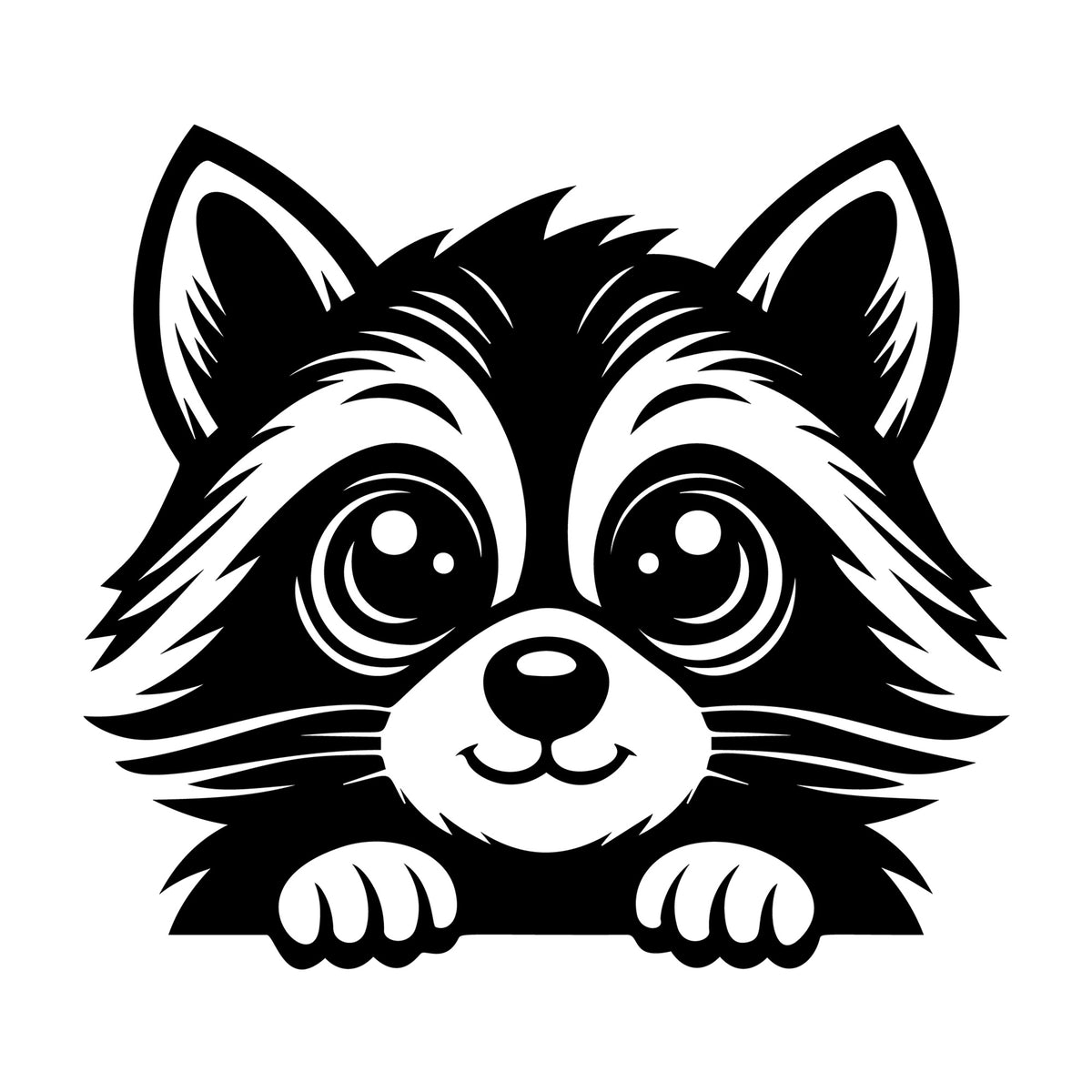Raccoon SVG design for Cricut, Silhouette, laser cutting, vinyl, sublimation, and craft projects.