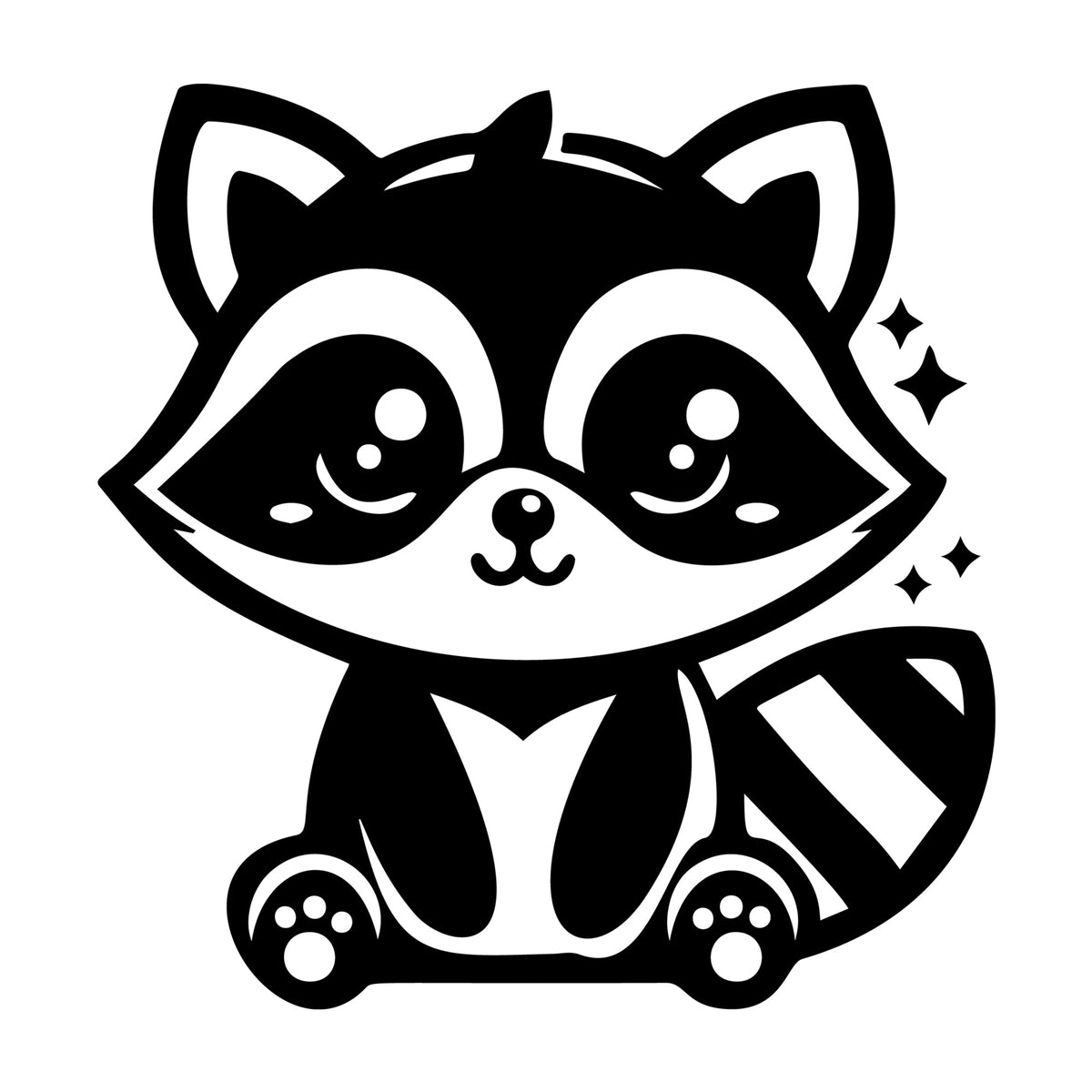Raccoon SVG design for Cricut, Silhouette, laser cutting, vinyl, sublimation, and craft projects.