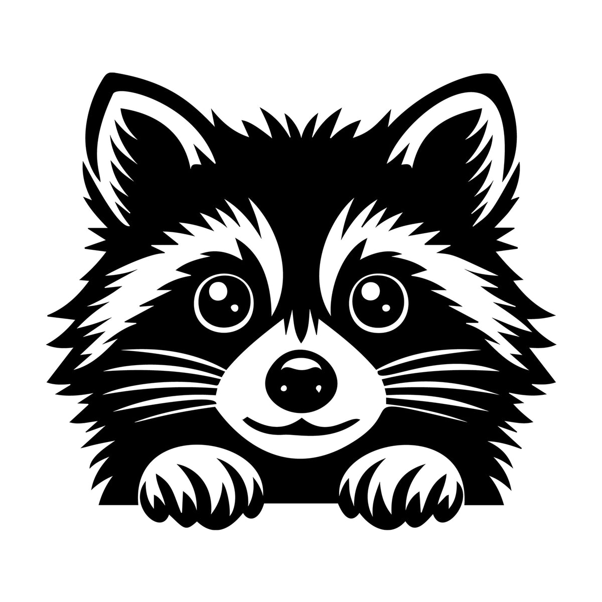 Raccoon SVG design for Cricut, Silhouette, laser cutting, vinyl, sublimation, and craft projects.