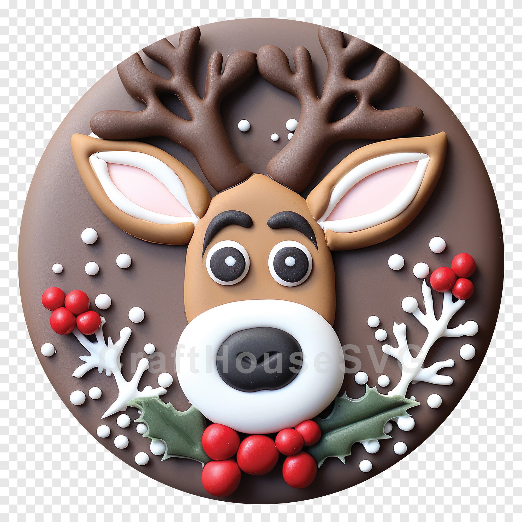 Reindeer 3D Ornament Christmas Sublimation Design PNG
