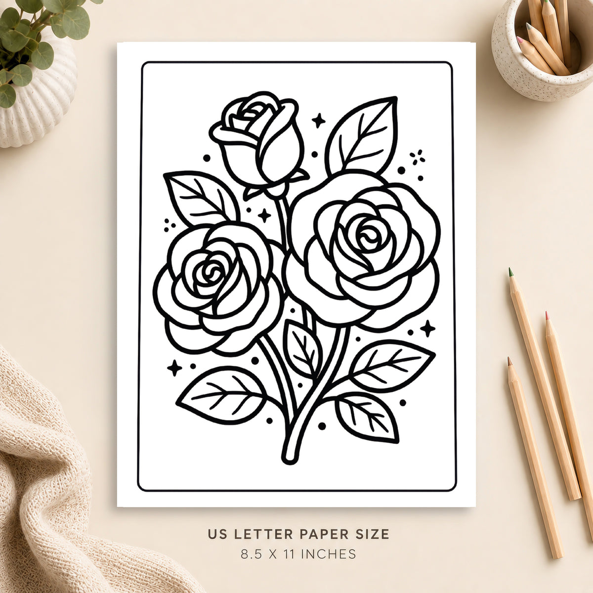Roses Coloring Page 3