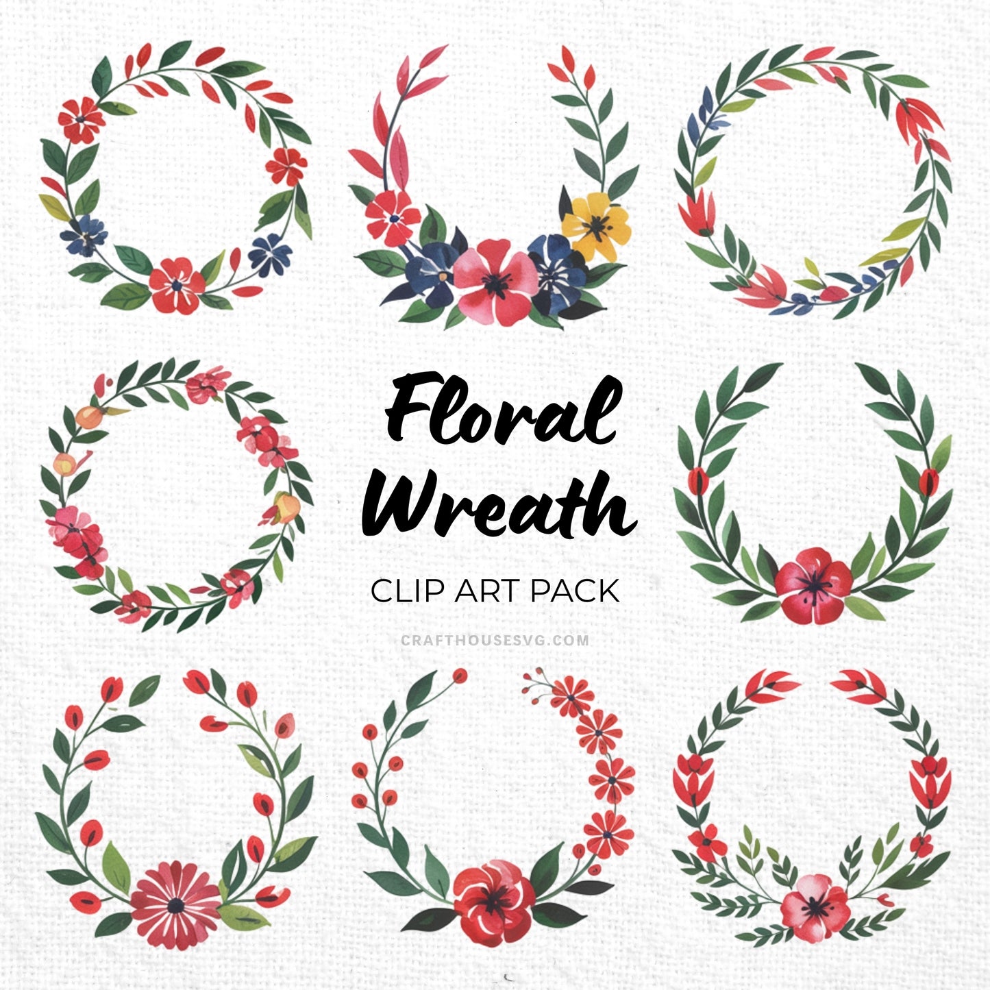 Floral Wreath Clipart Sublimation Bundle PNG