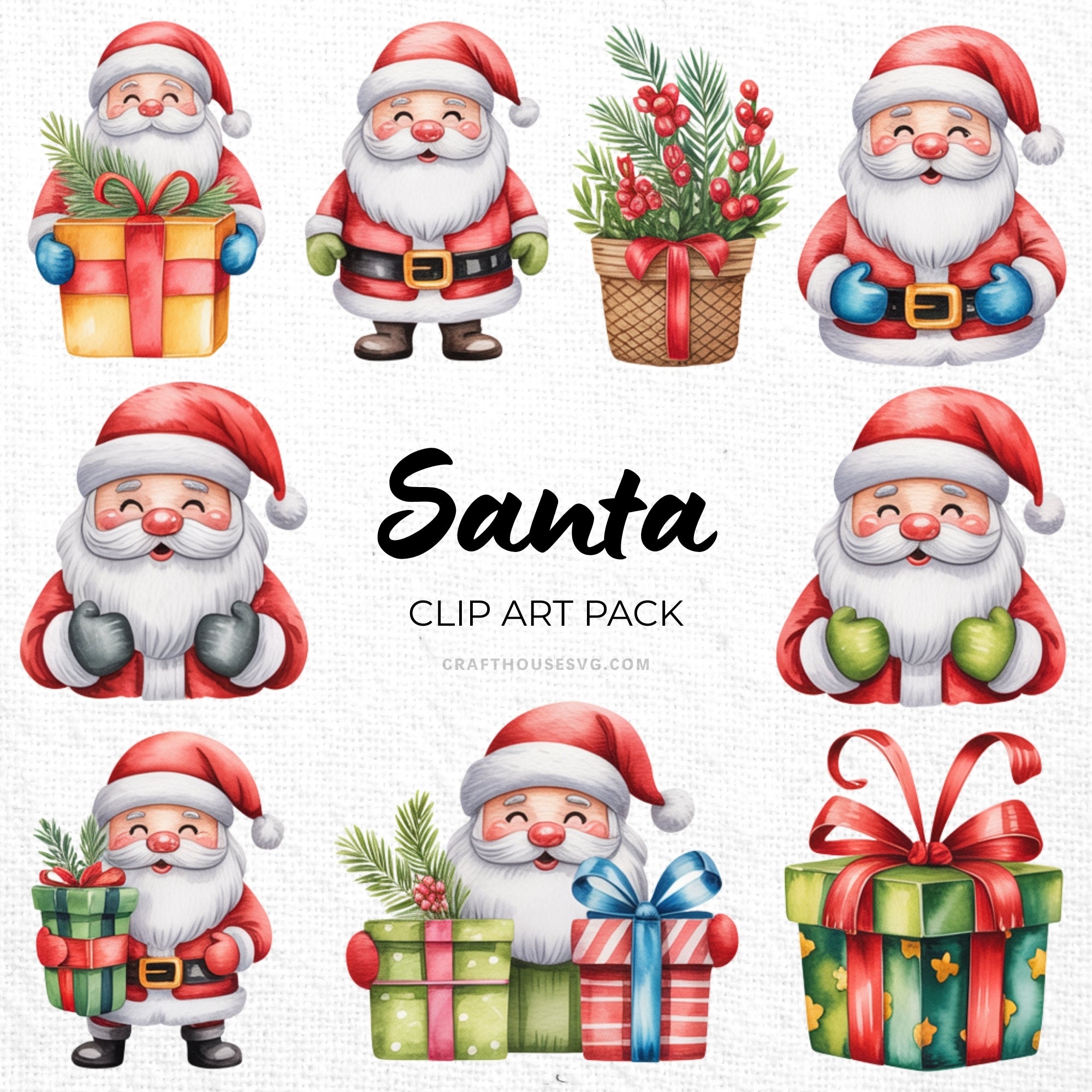 Santa Clipart Sublimation Bundle PNG