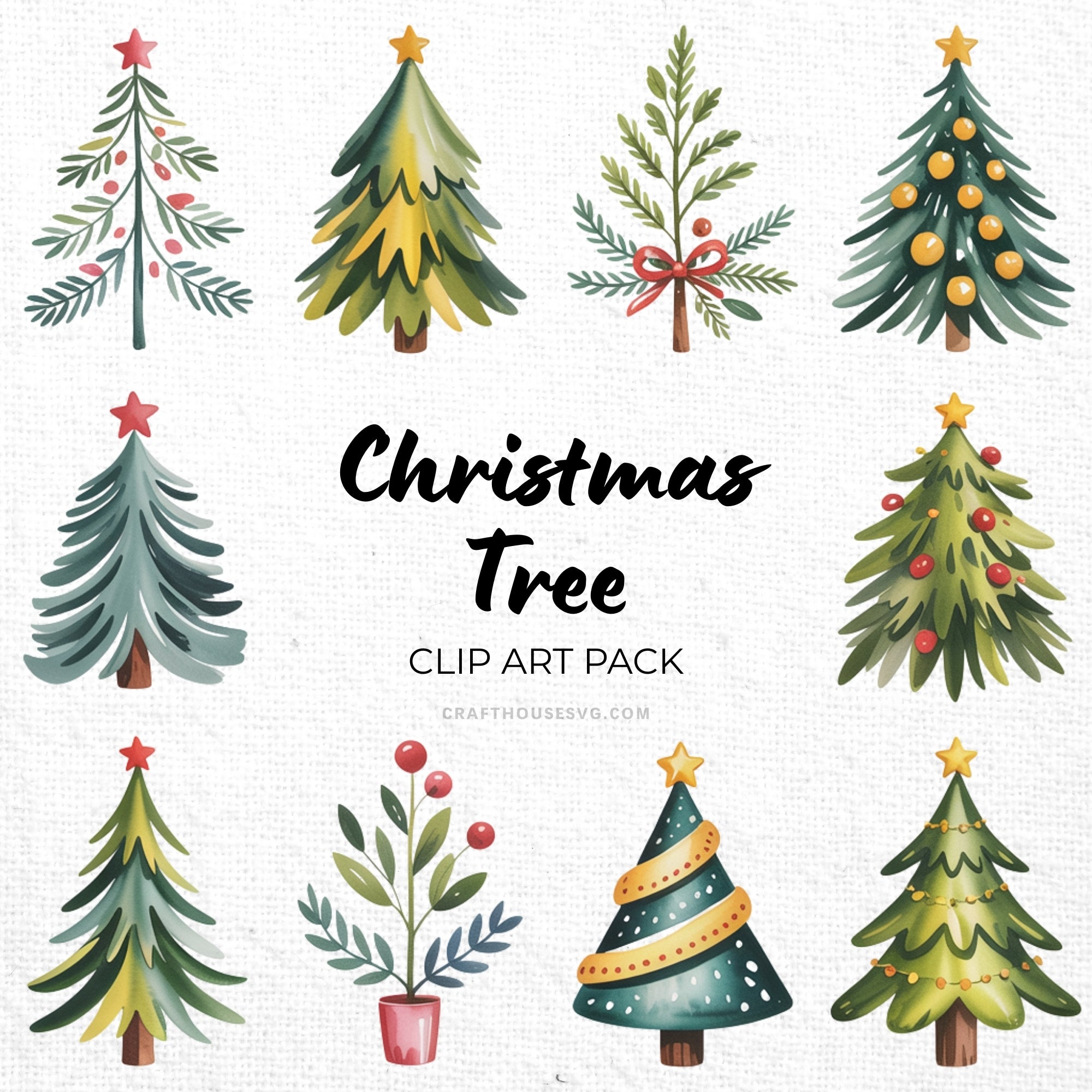 Christmas Tree Clipart Sublimation Bundle PNG