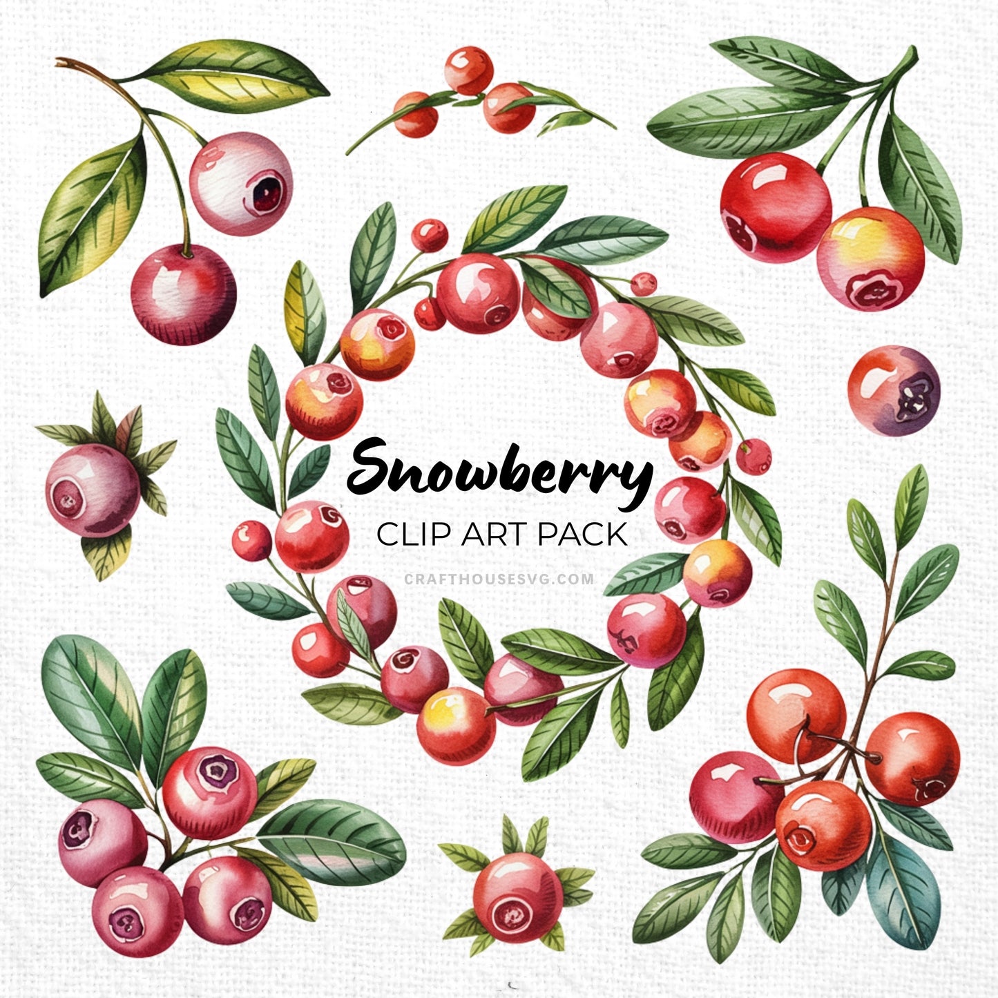 Snowberry Clipart Sublimation Bundle PNG
