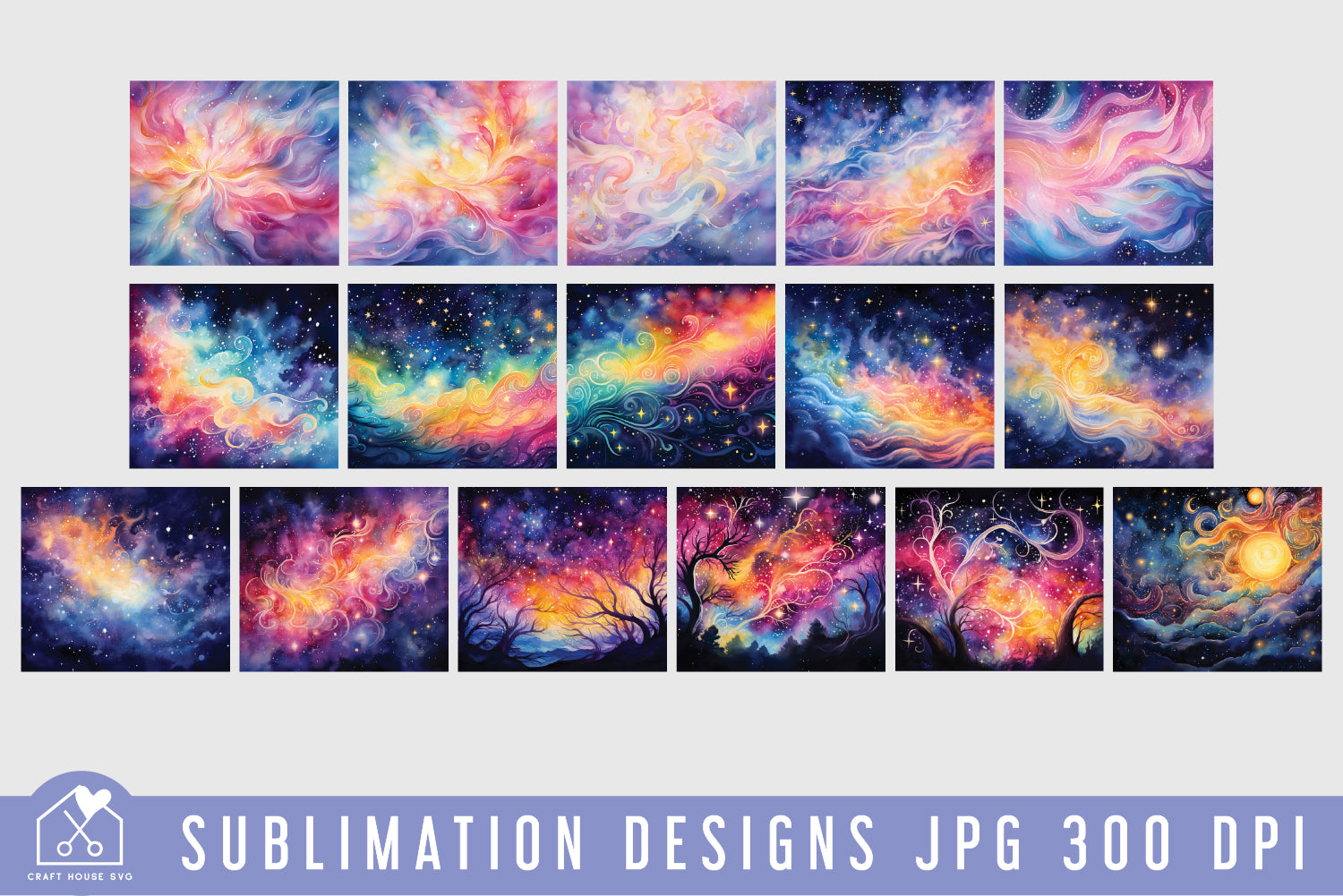 Watercolor 20oz Tumbler Wrap Bundle Sublimation Designs JPG