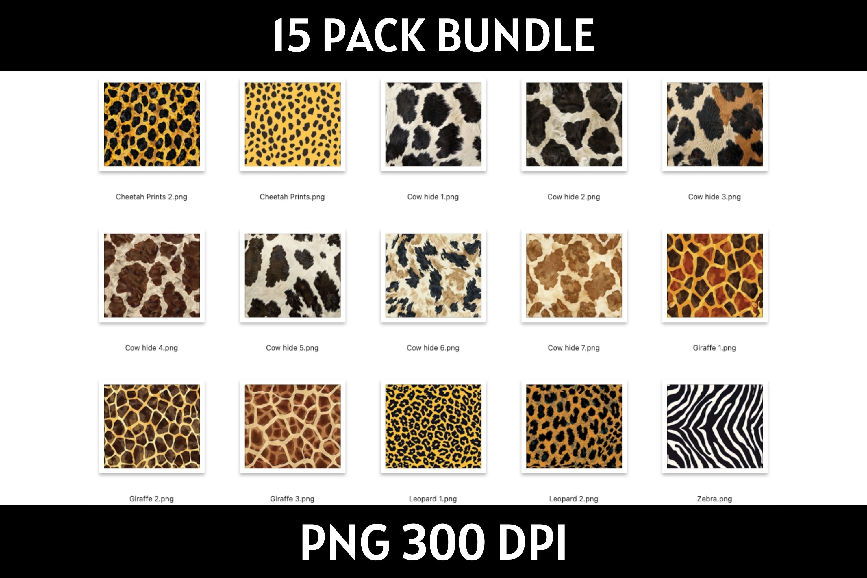Animal Prints 20 oz Tumbler Wrap Bundle Sublimation PNG