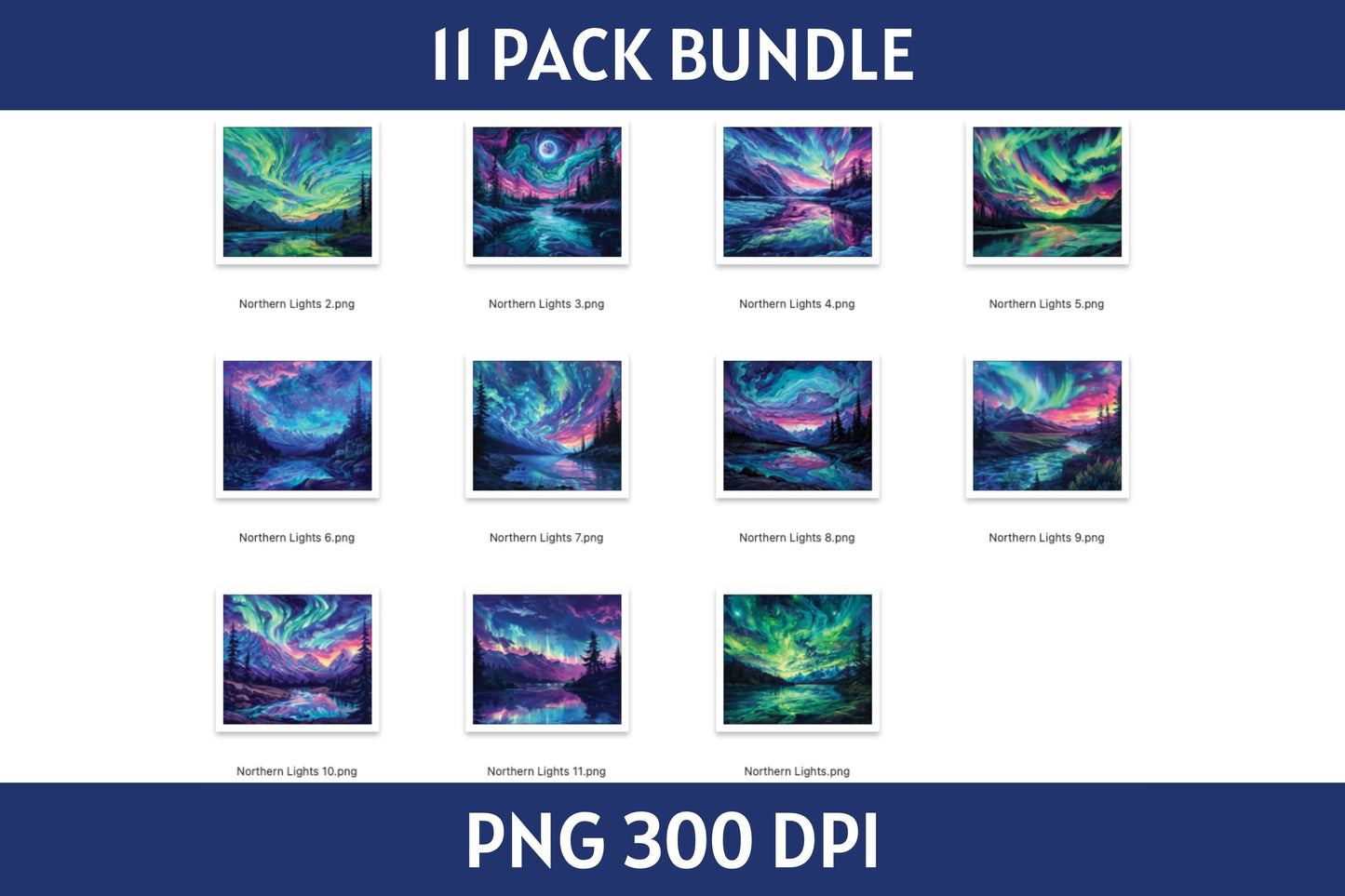 Northern Lights 20 oz Tumbler Sublimation Designs Bundle PNG