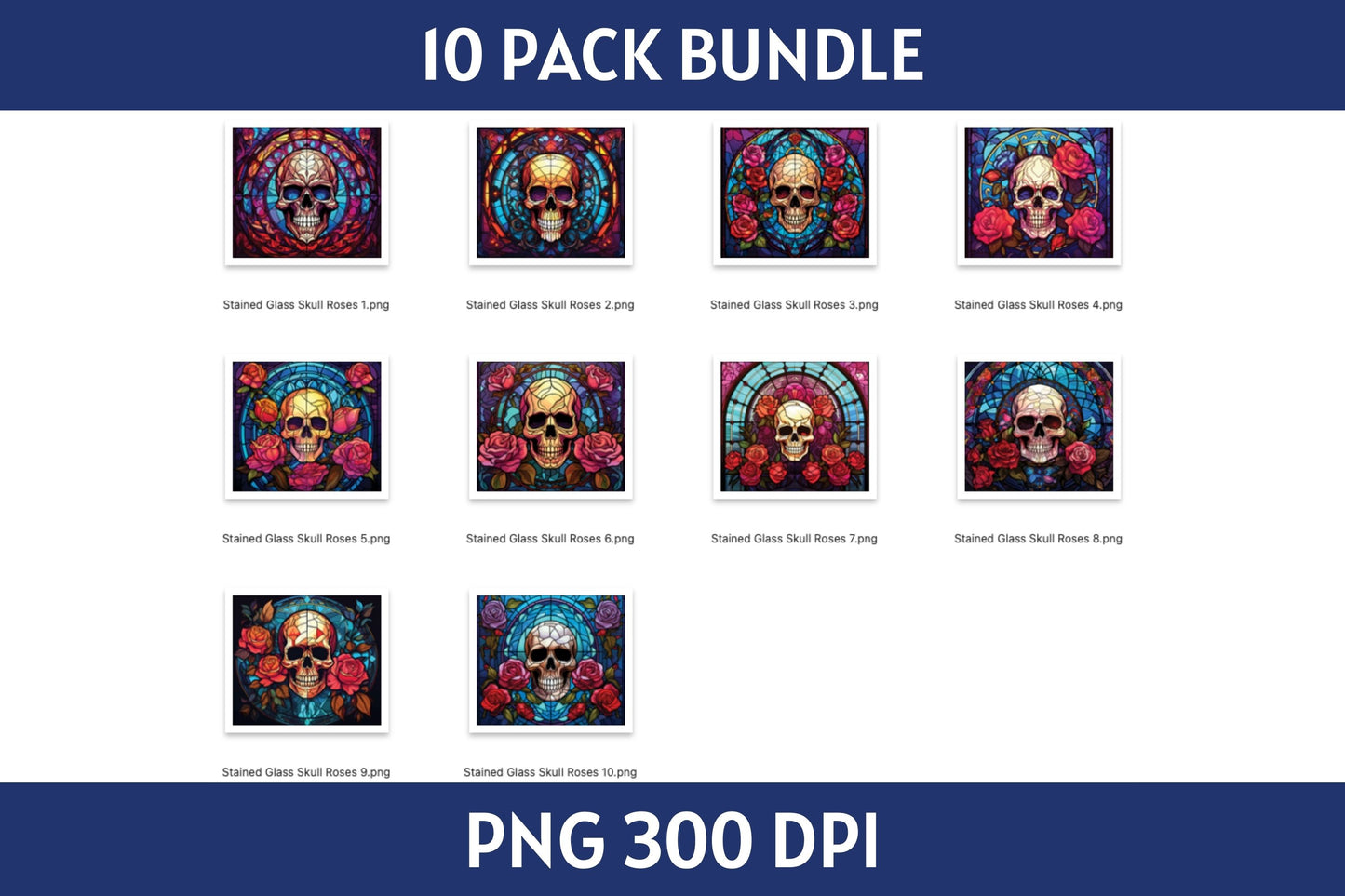 Stained Glass Skull 20 oz Tumbler Sublimation Bundle PNG