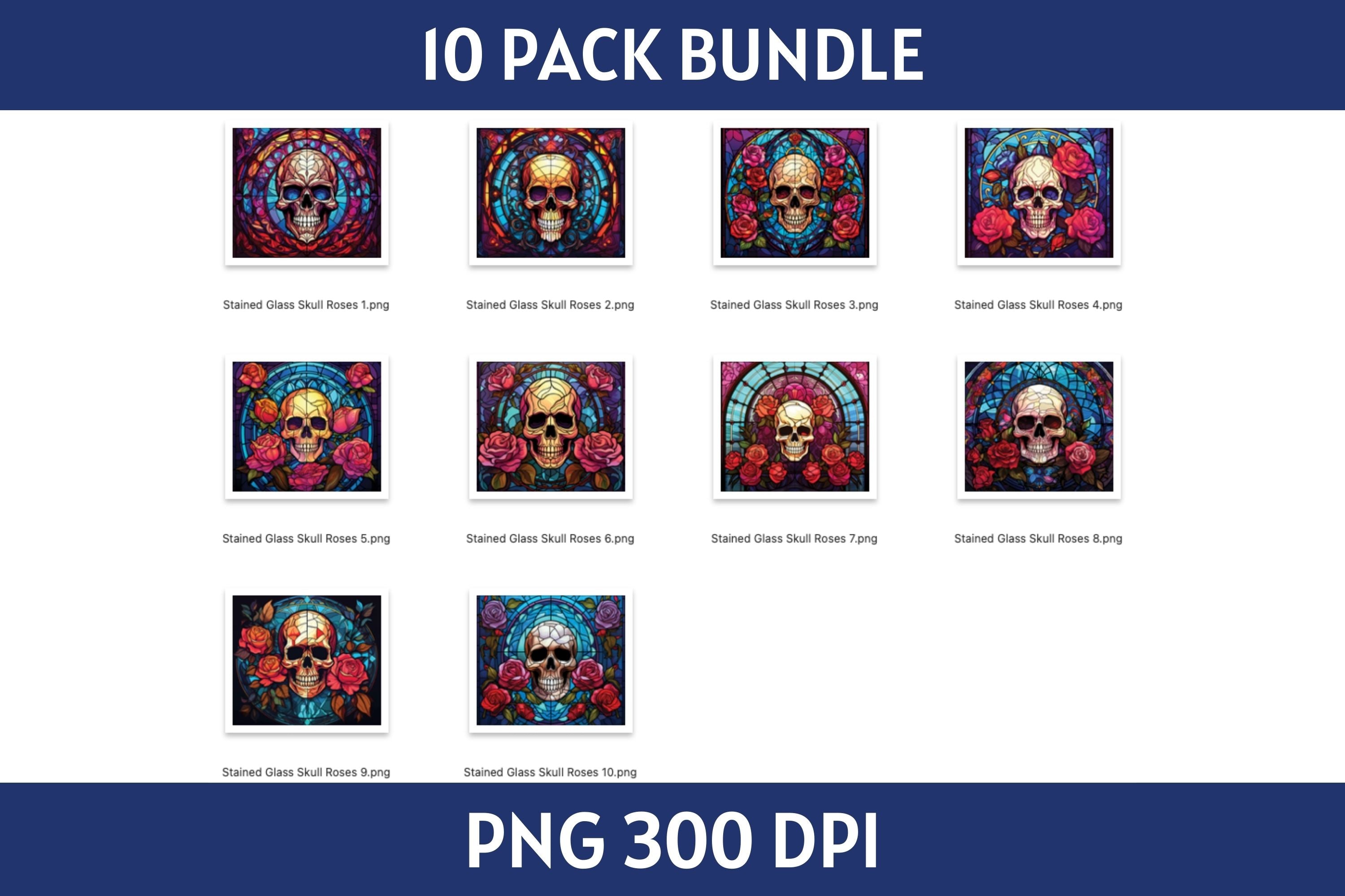 Stained Glass Skull 20 oz Tumbler Sublimation Bundle PNG