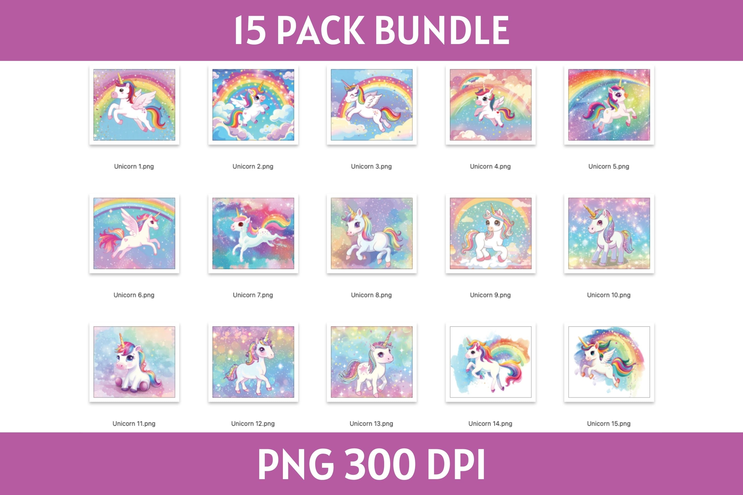 Unicorn Tumbler Sublimation Bundle PNG 20 oz