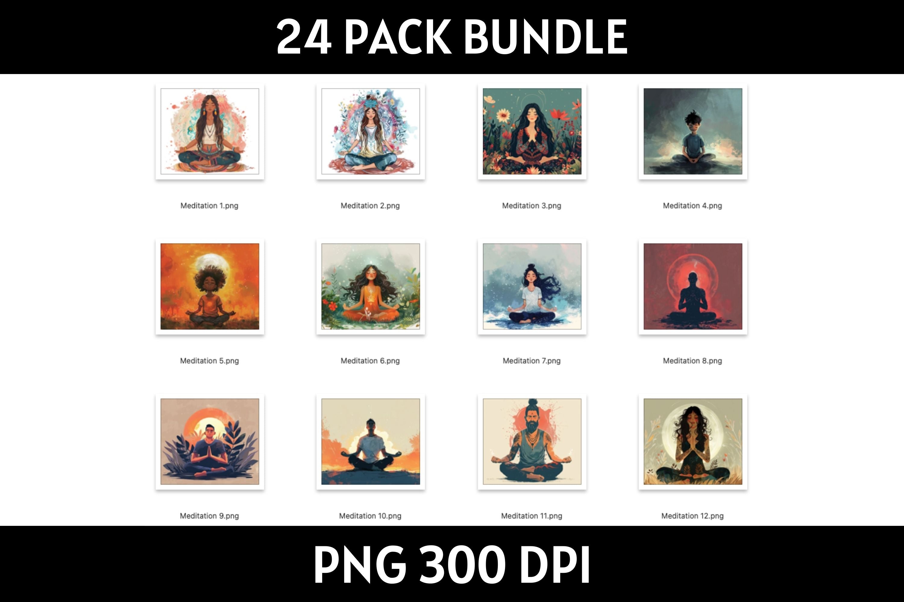 Meditation Tumbler Sublimation Bundle PNG 20 oz