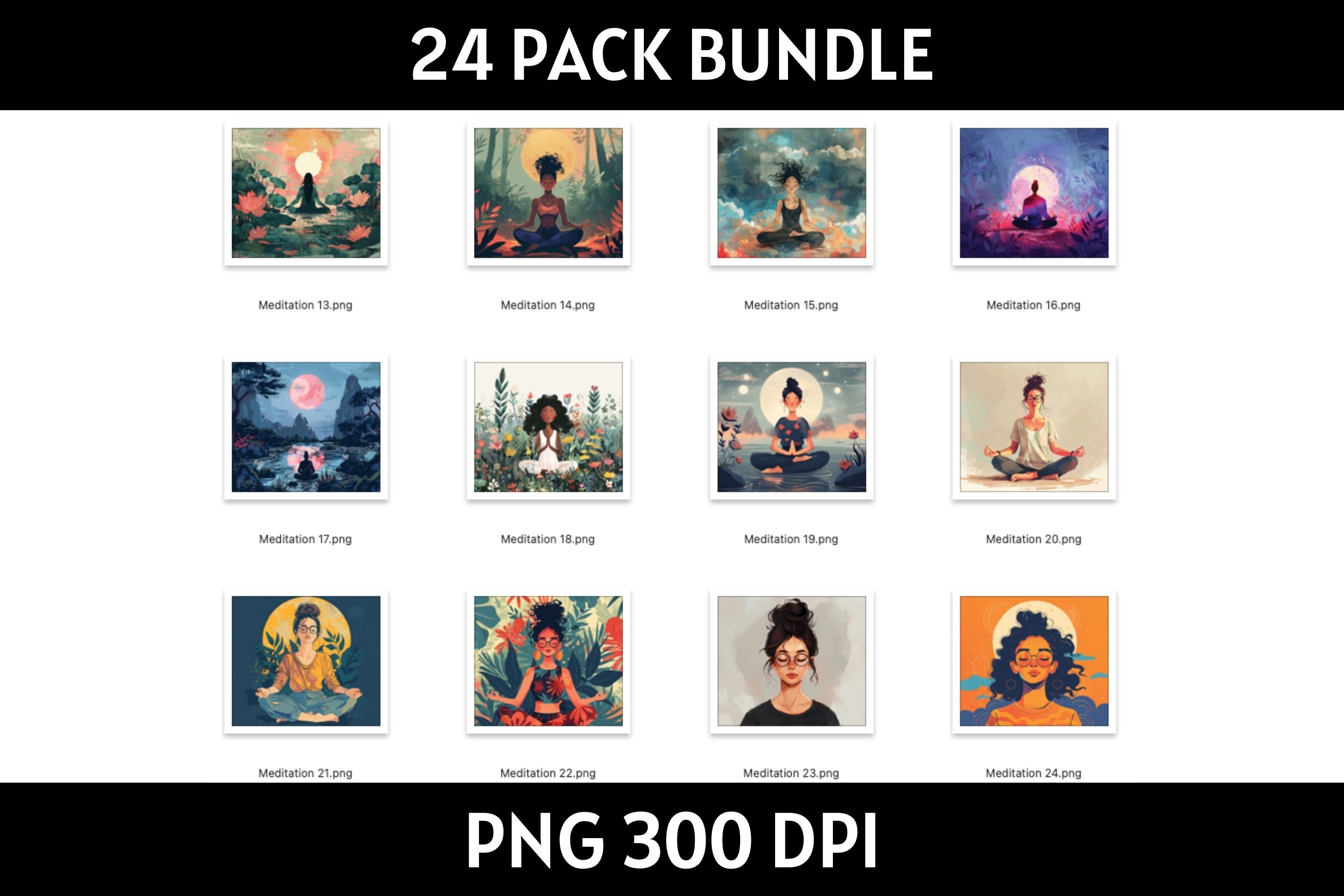 Meditation Tumbler Sublimation Bundle PNG 20 oz