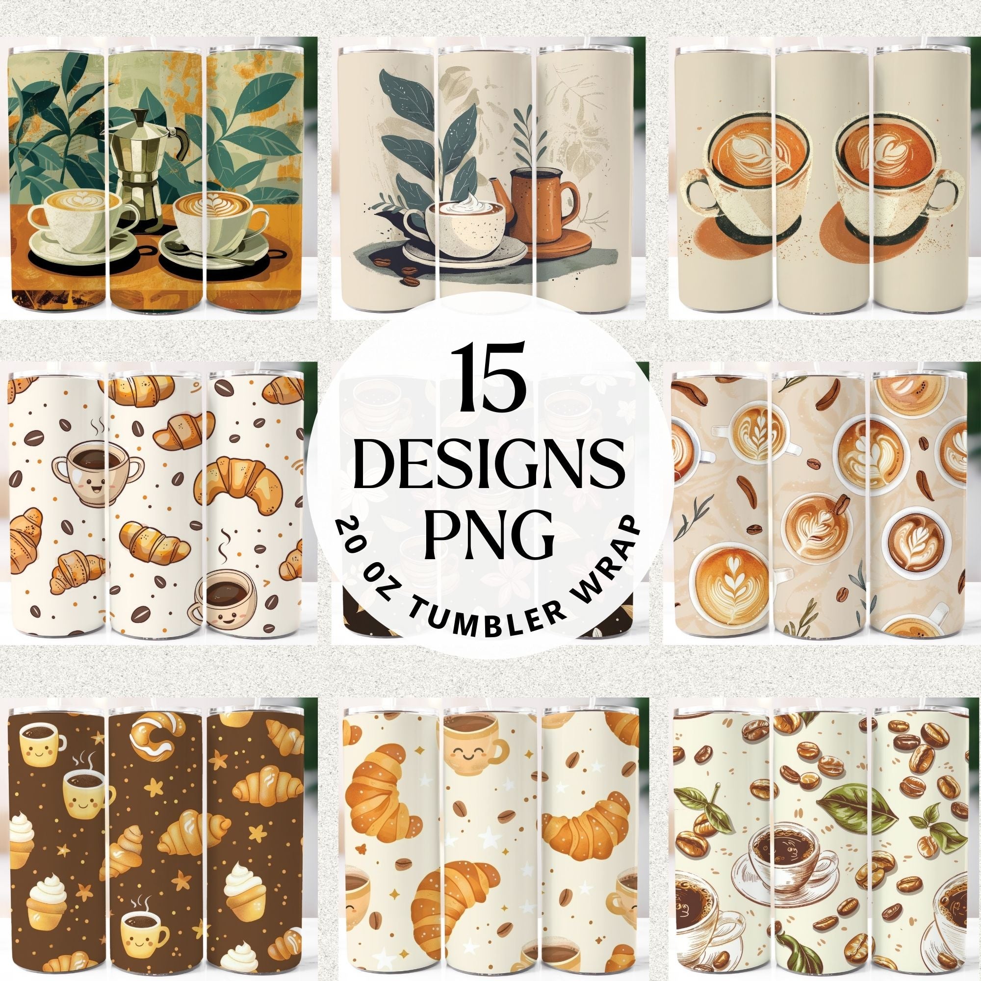 Coffee Tumbler Sublimation Bundle PNG 20 oz