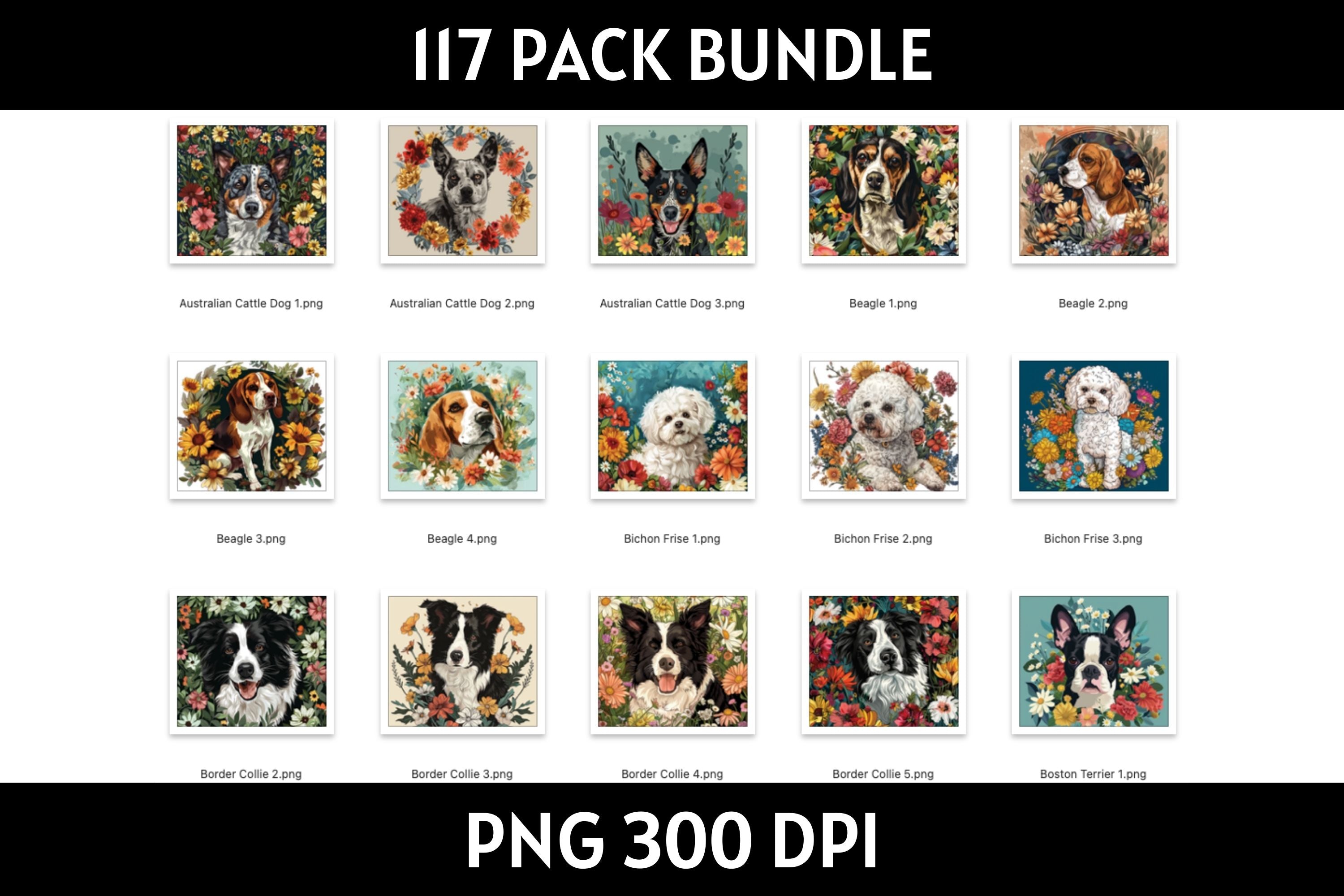 Dog Illustration Tumbler Sublimation Bundle PNG 20 oz