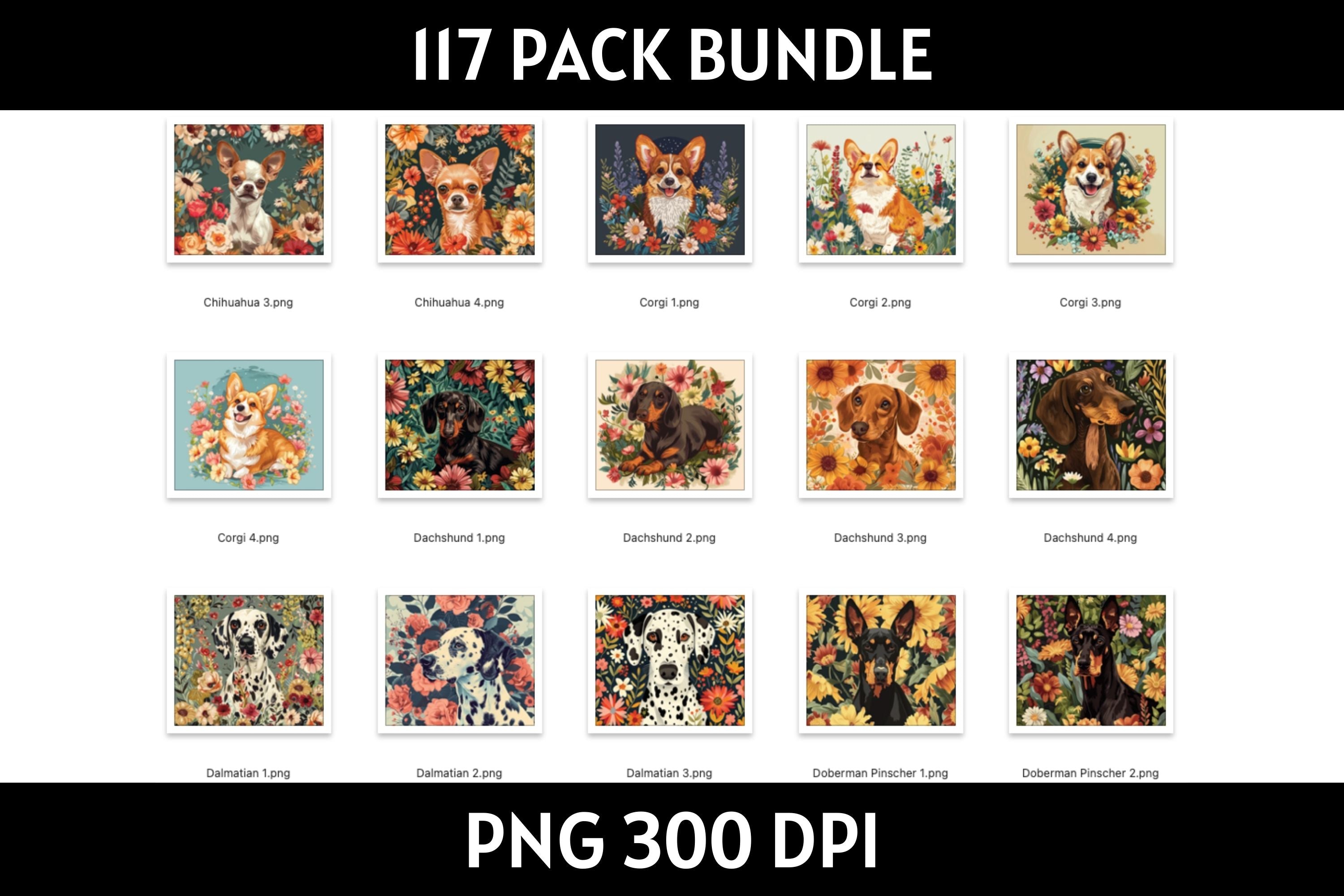 Dog Illustration Tumbler Sublimation Bundle PNG 20 oz