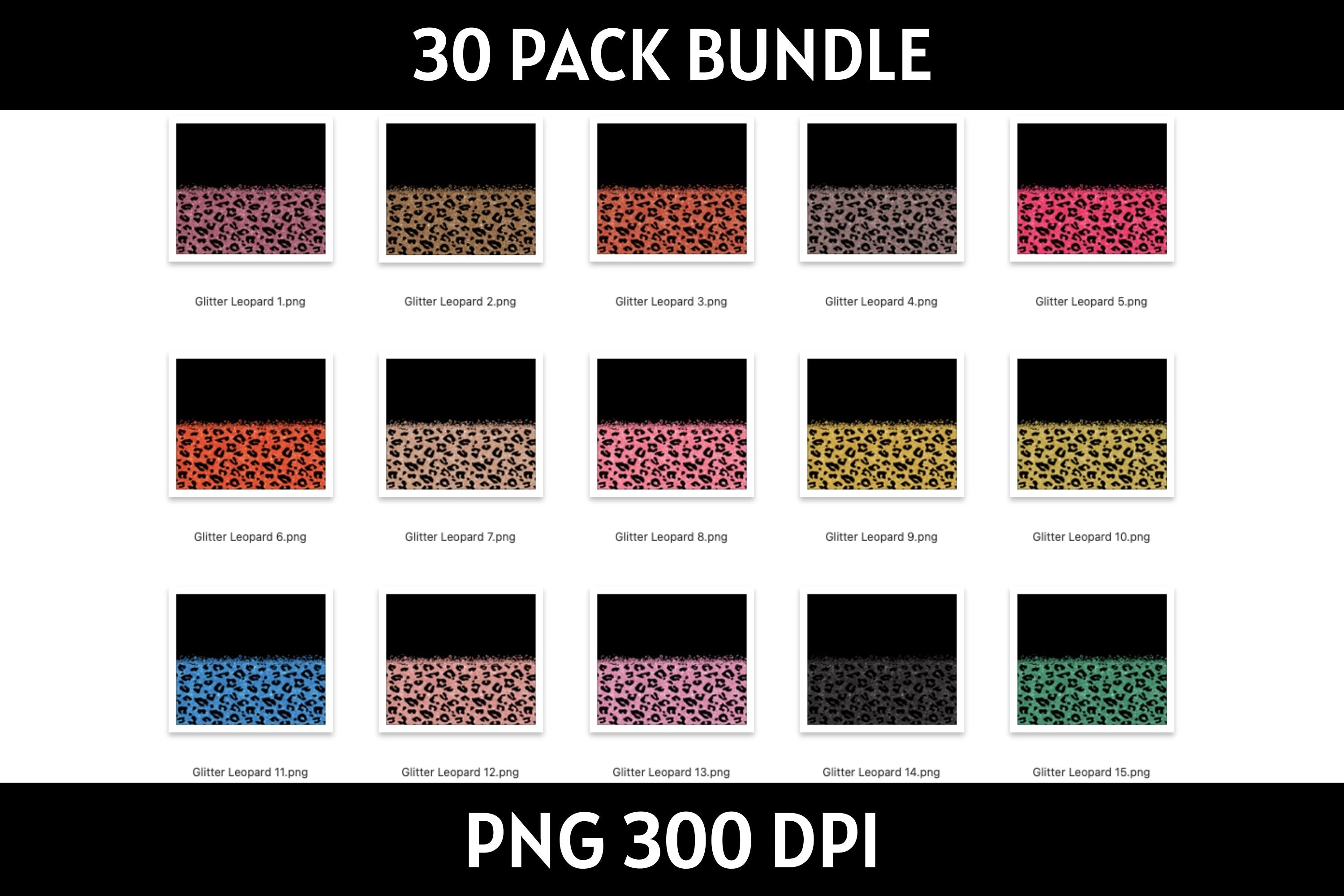 Glitter Leopard Tumbler Sublimation Bundle PNG 20 oz