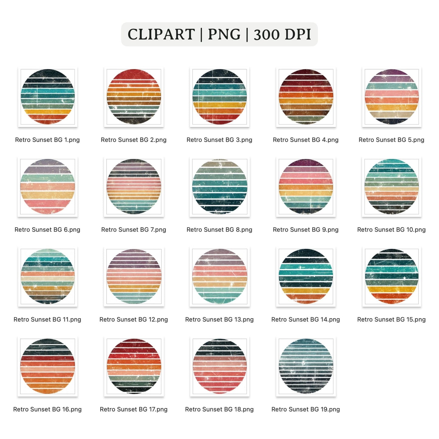 Retro Sunset Background Sublimation Bundle