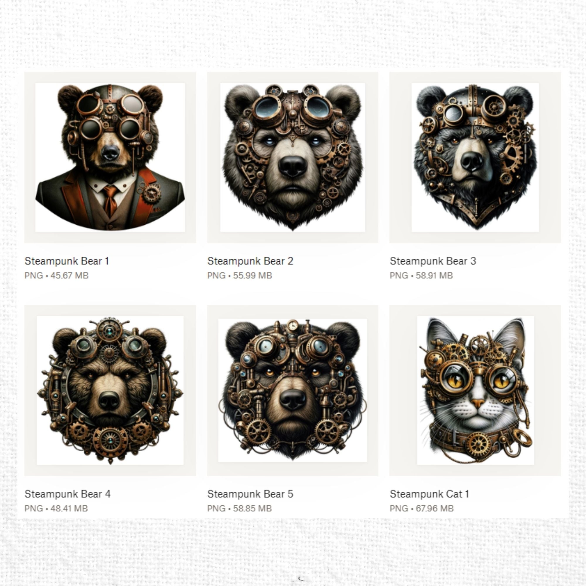 Steampunk Animals Clipart Sublimation Bundle