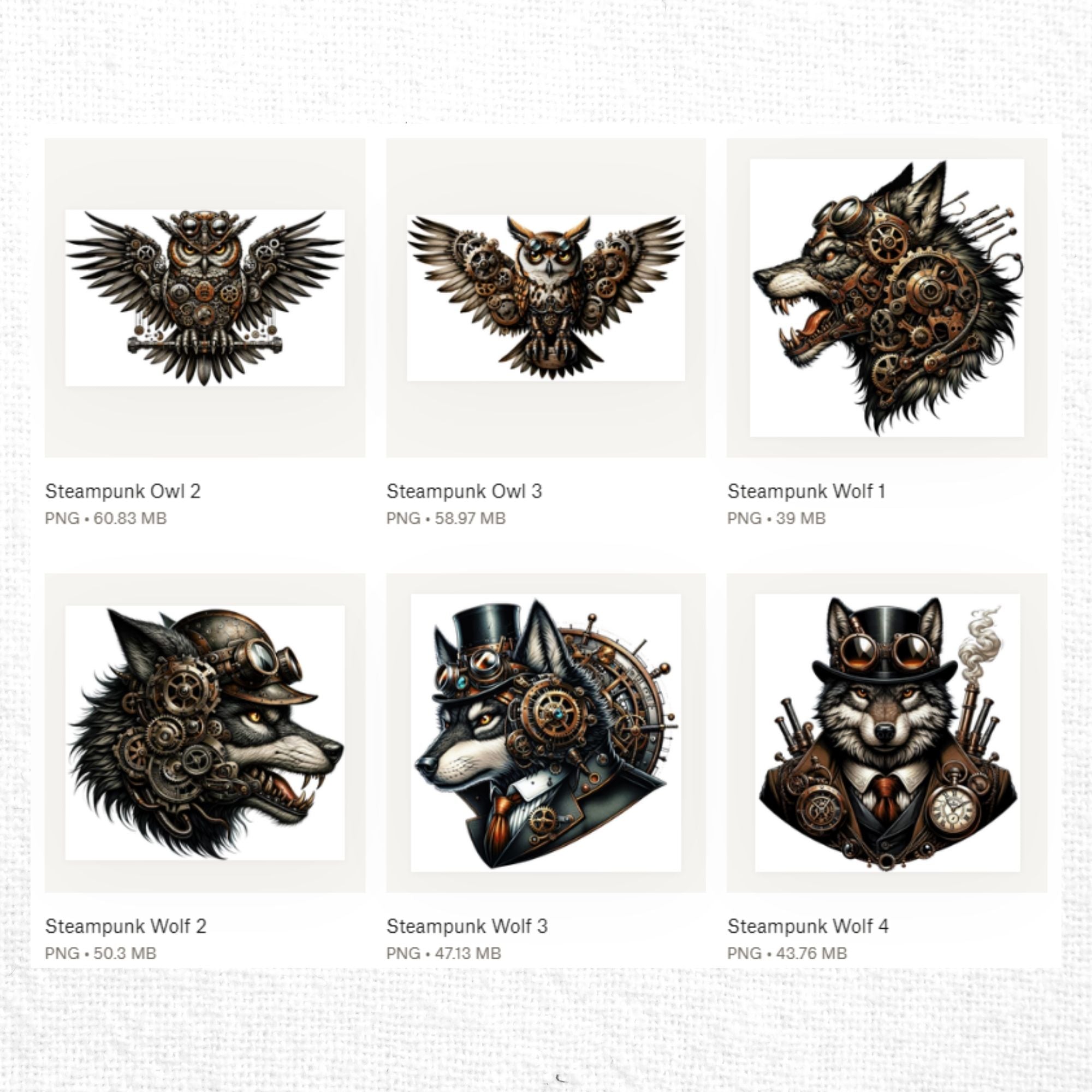 Steampunk Animals Clipart Sublimation Bundle