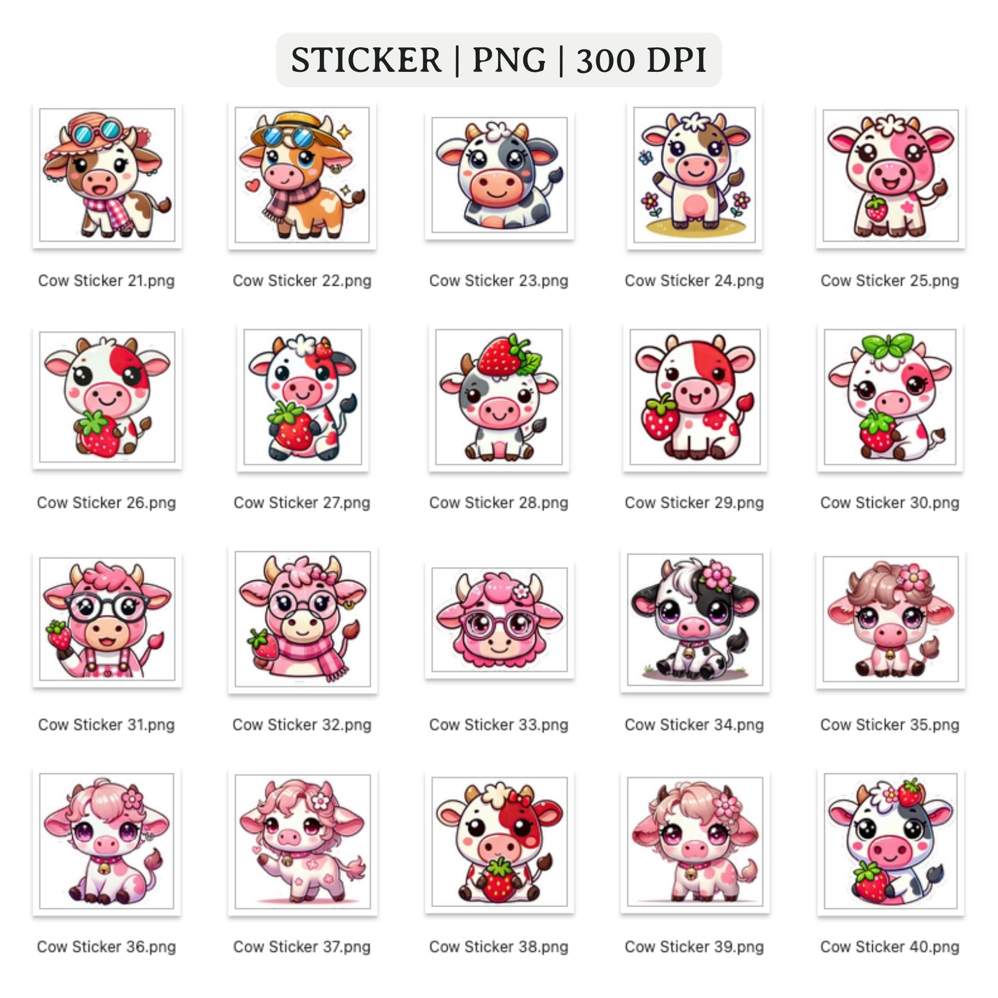 Cow Stickers Printable PNG