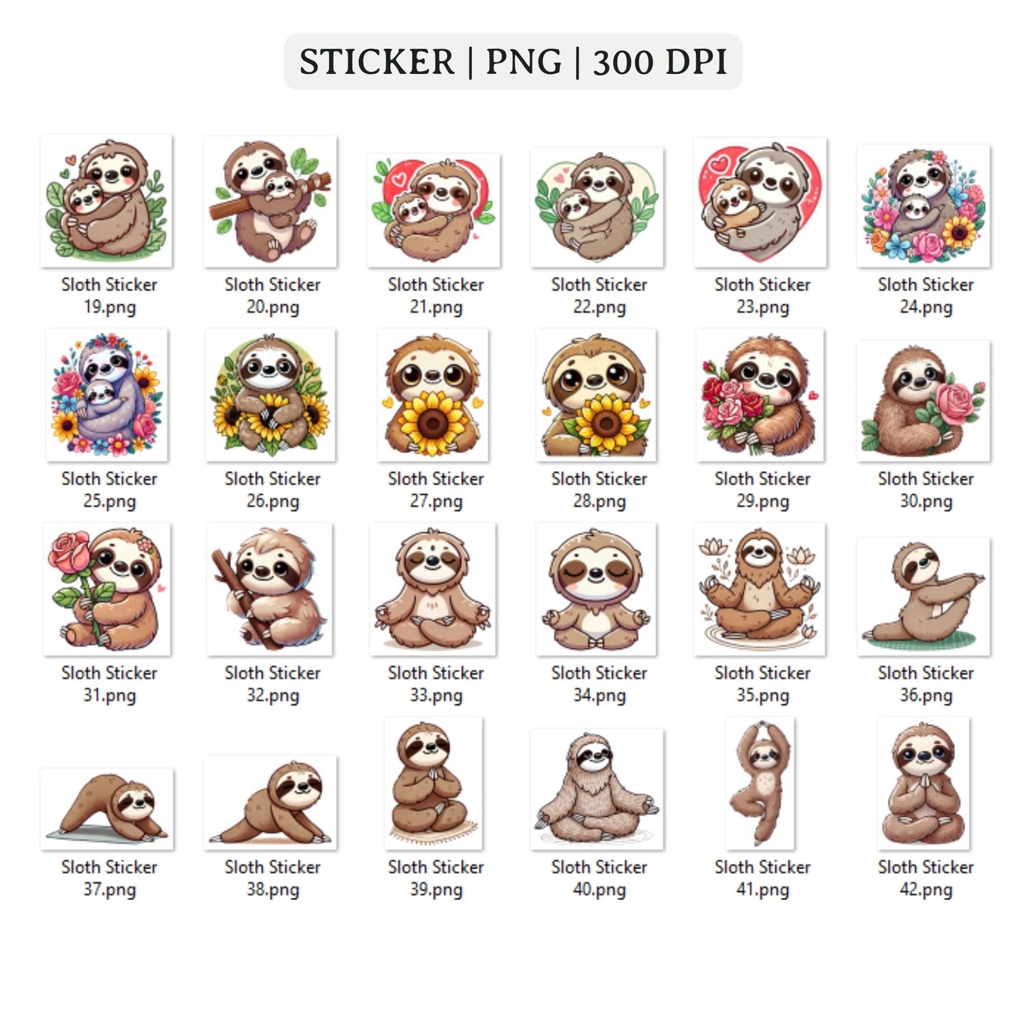 Sloth Stickers Printable PNG