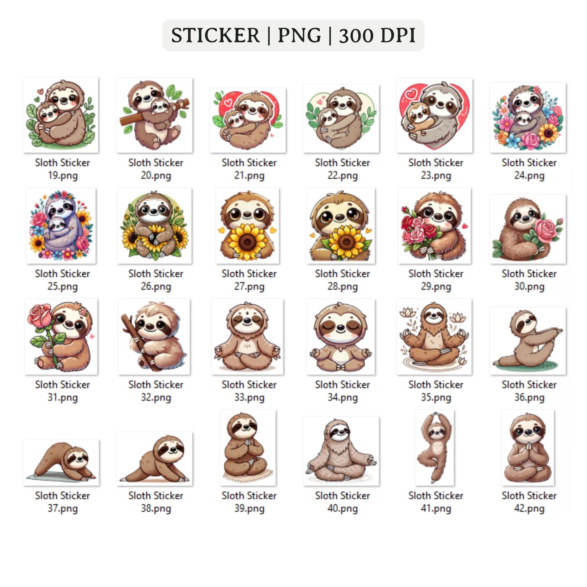 Sloth Stickers Printable PNG