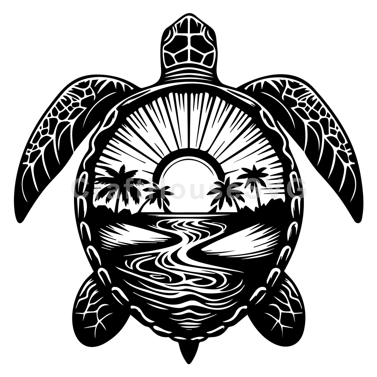 Sea Turtle Beach SVG Cut Files - Craft House SVG