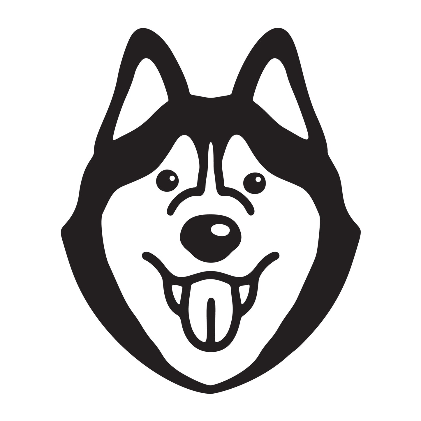 Siberian Husky BW SVG dog design for Cricut, Silhouette, laser cutting, vinyl, sublimation, and pet craft projects.