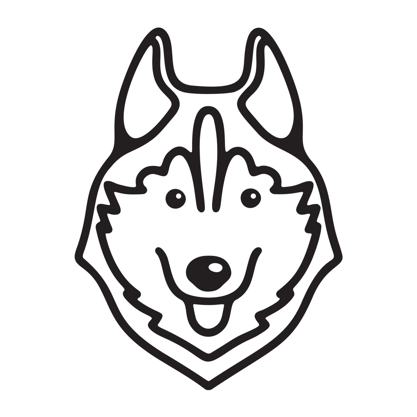 Siberian Husky SVG dog outline design for Cricut, Silhouette, laser cutting, vinyl, sublimation, and pet craft projects.