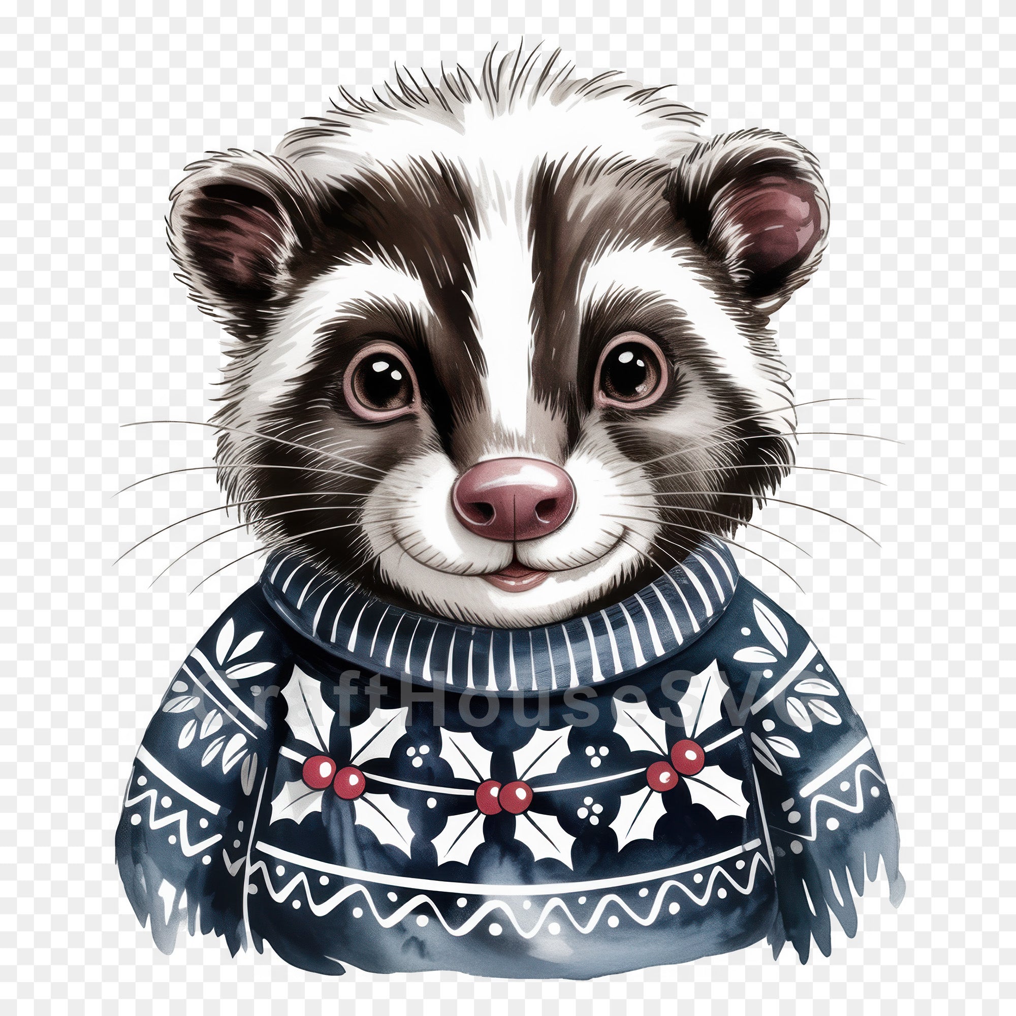 Woodland Animals Christmas Sweater Clipart Bundle