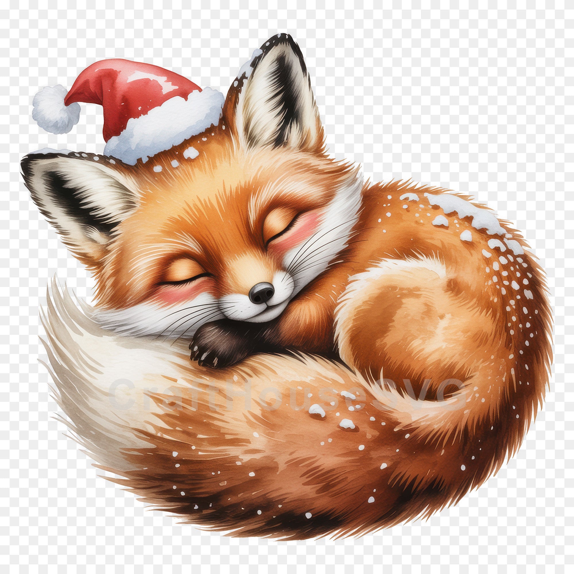 Sleeping Christmas Fox PNG Clip Art Sublimation