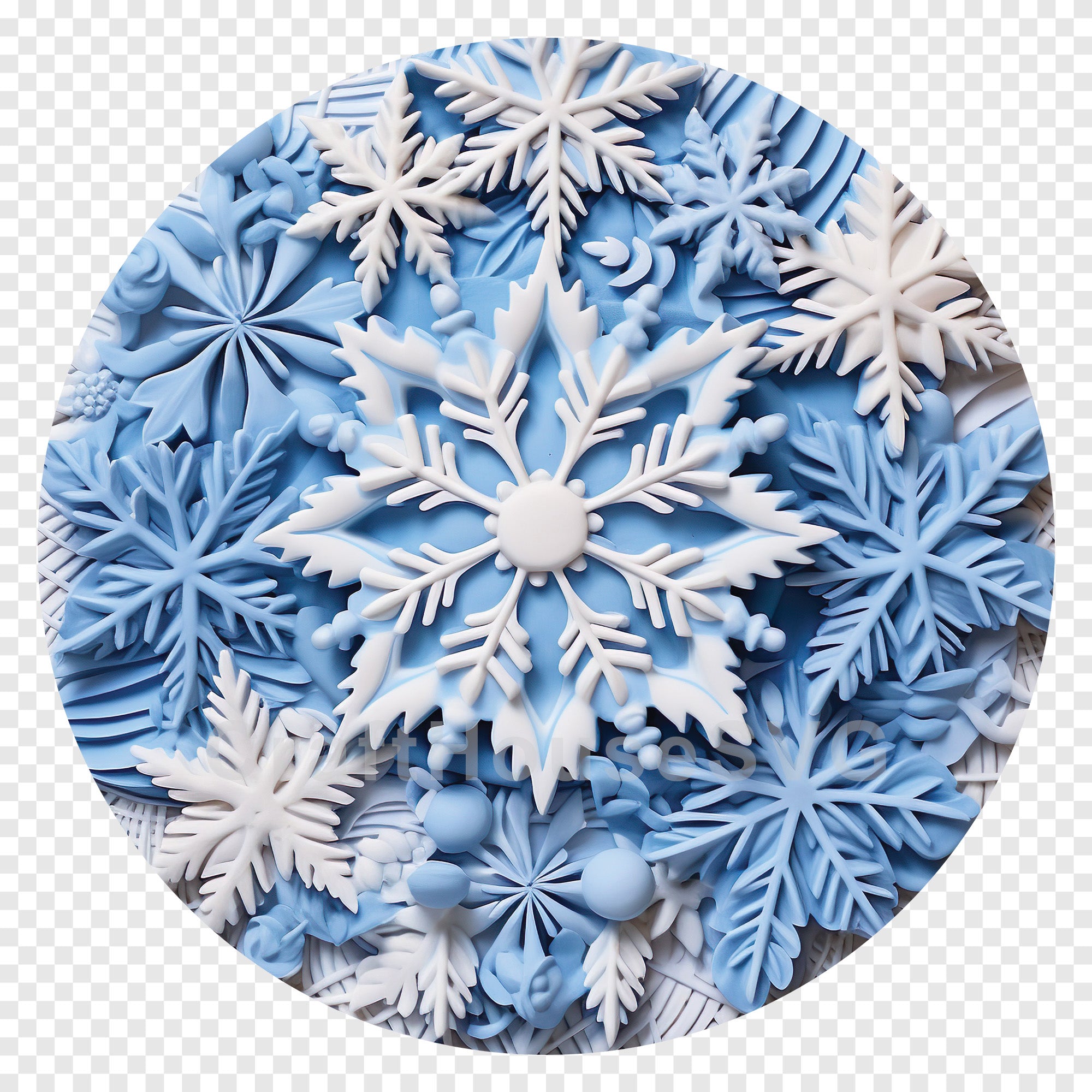 Snowflake 3D Ornament Christmas Sublimation Design PNG