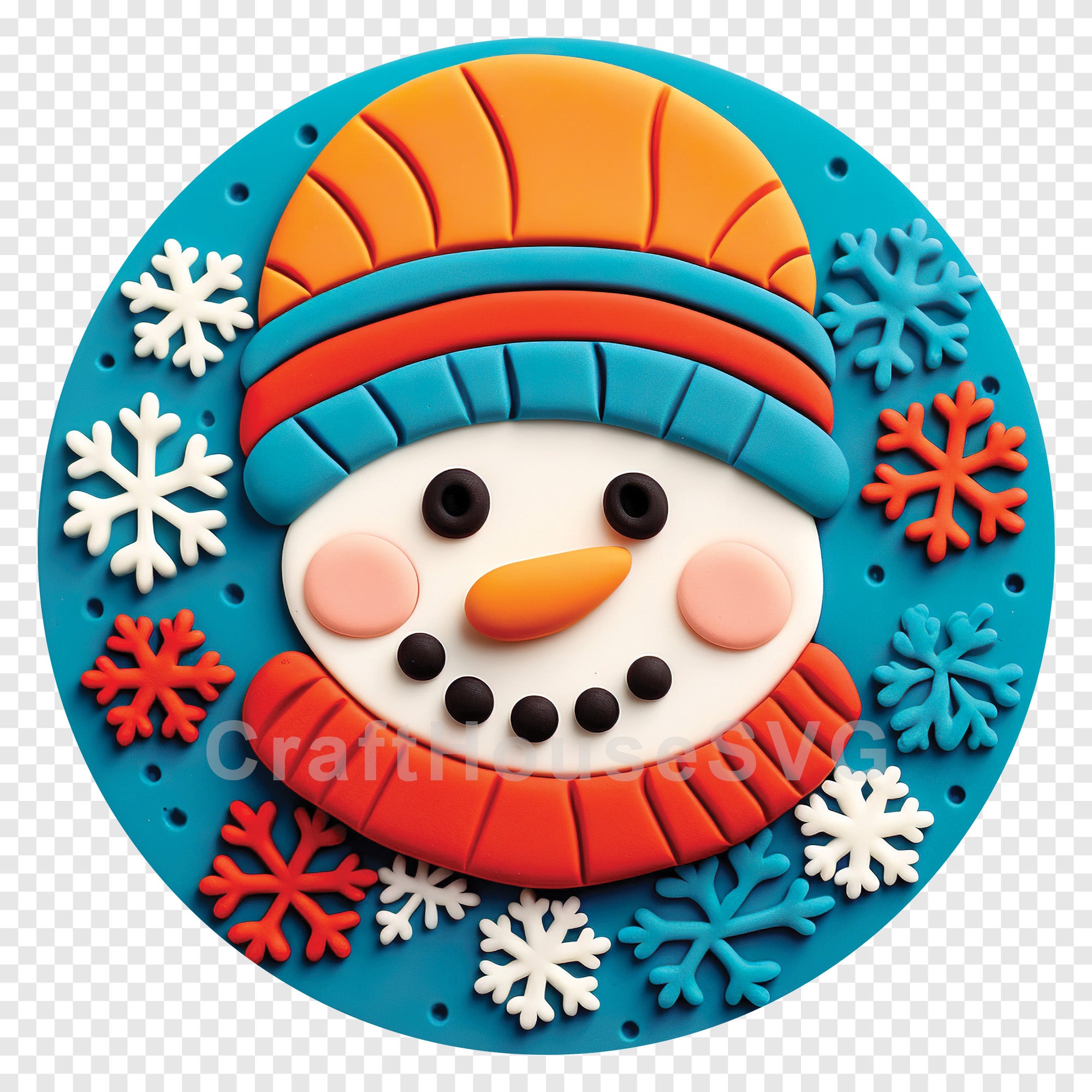 Snowman 3D Ornament Christmas Sublimation Design PNG