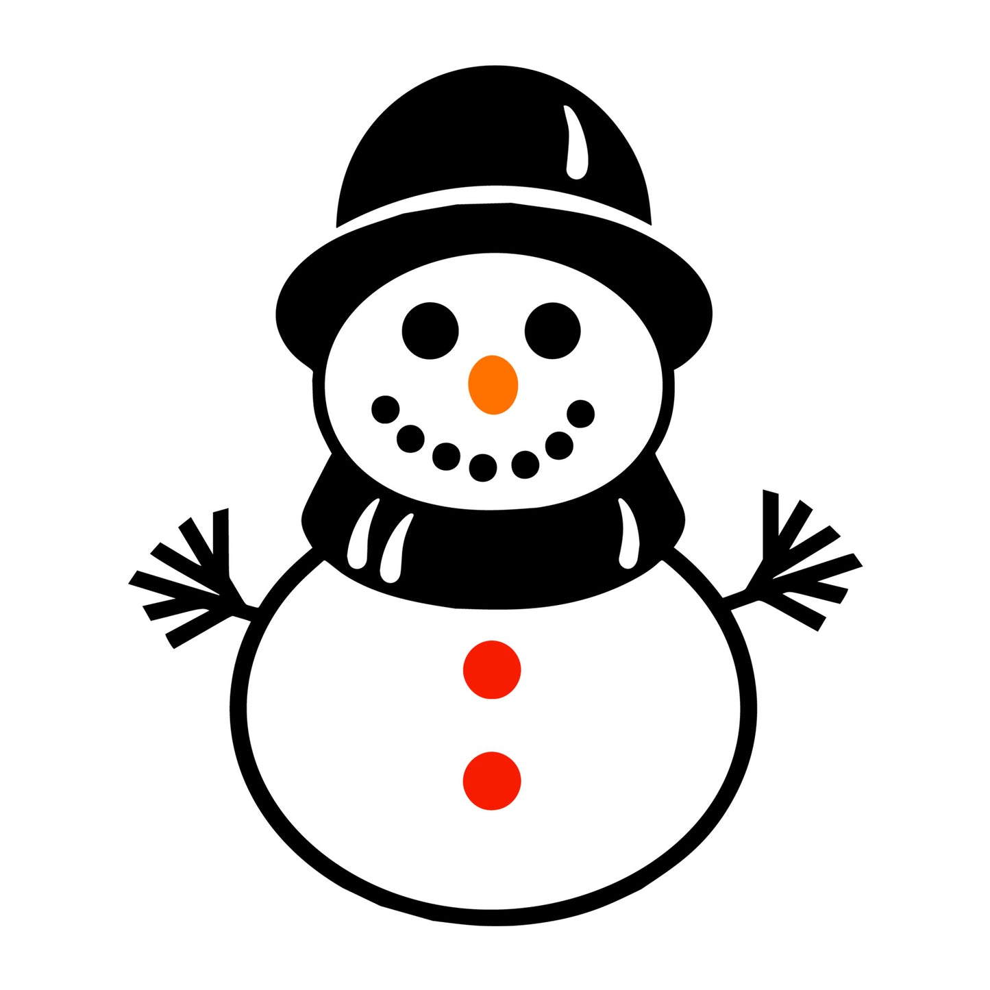 Snowman SVG design for Cricut, Silhouette, laser cutting, vinyl, sublimation, and Christmas winter craft projects.