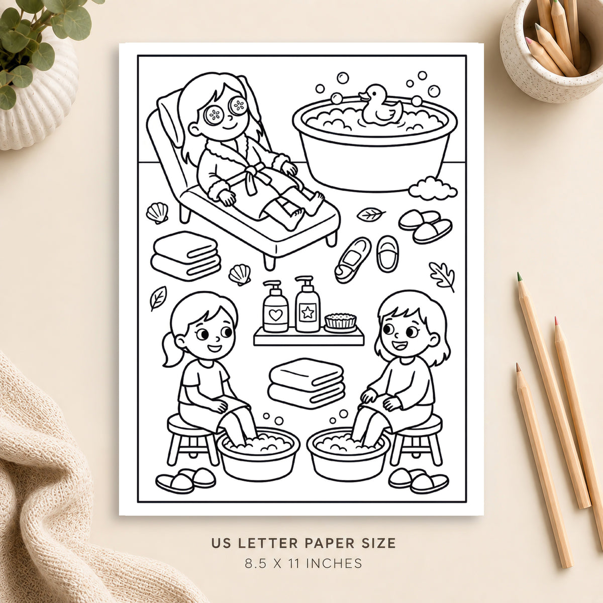 Spa Day Coloring Page 3