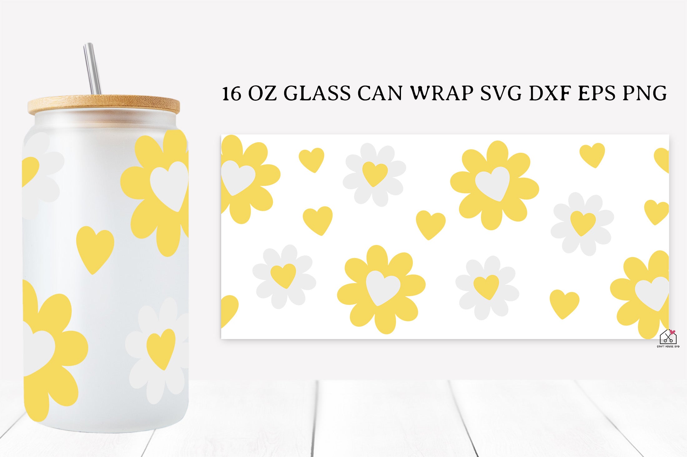 Spring Flower 16 Oz Glass Can Wrap SVG Bundle