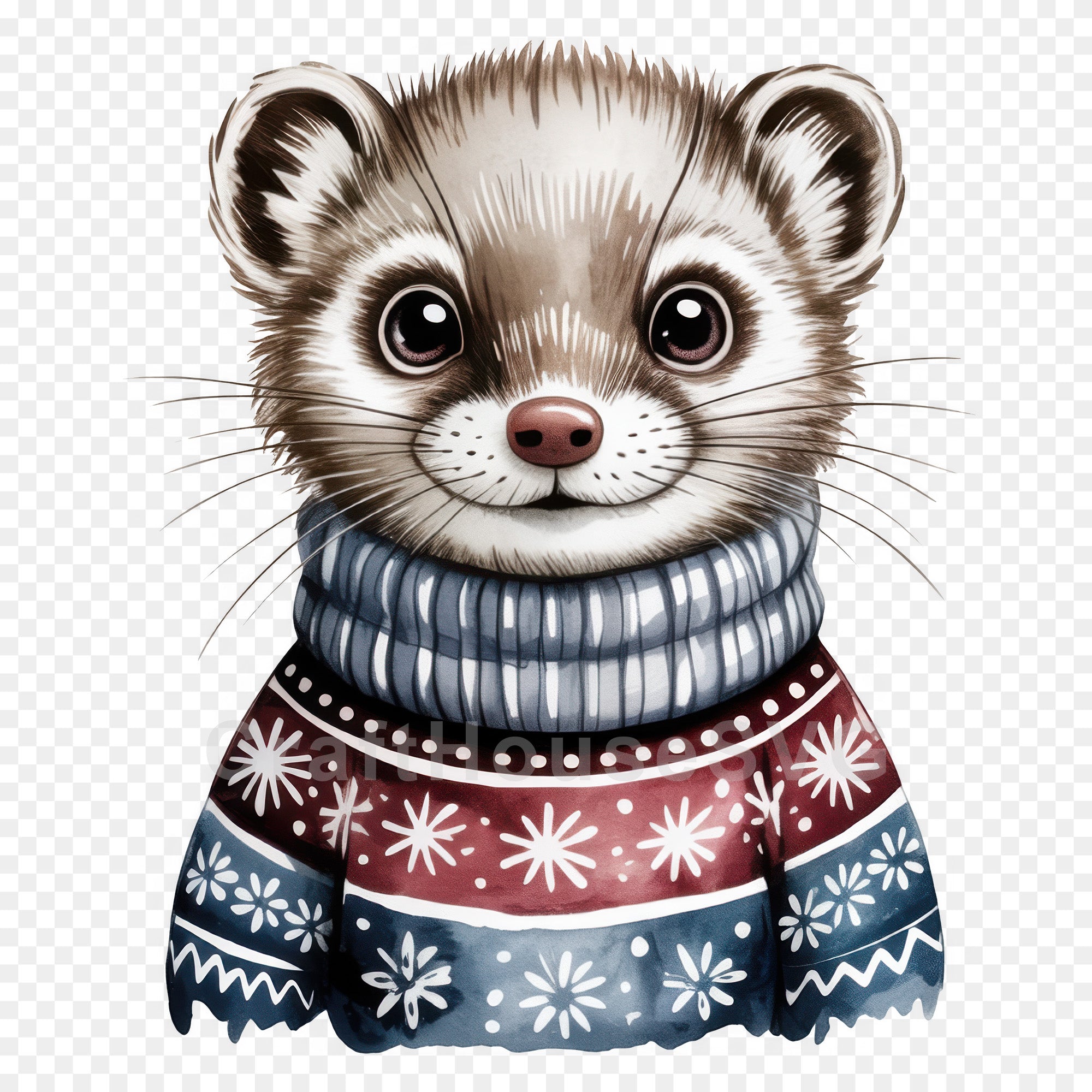 Woodland Animals Christmas Sweater Clipart Bundle