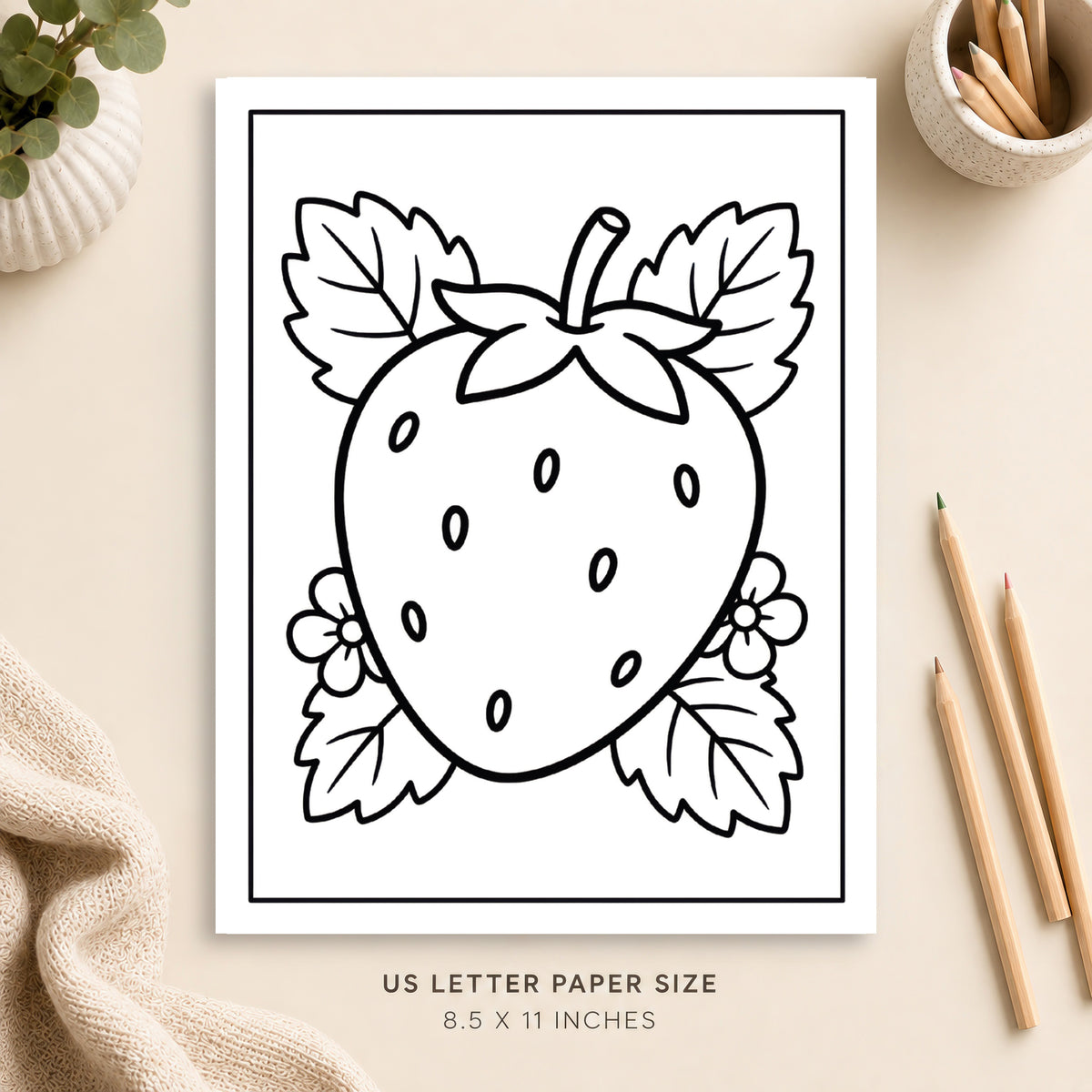 Strawberry Coloring Page 3