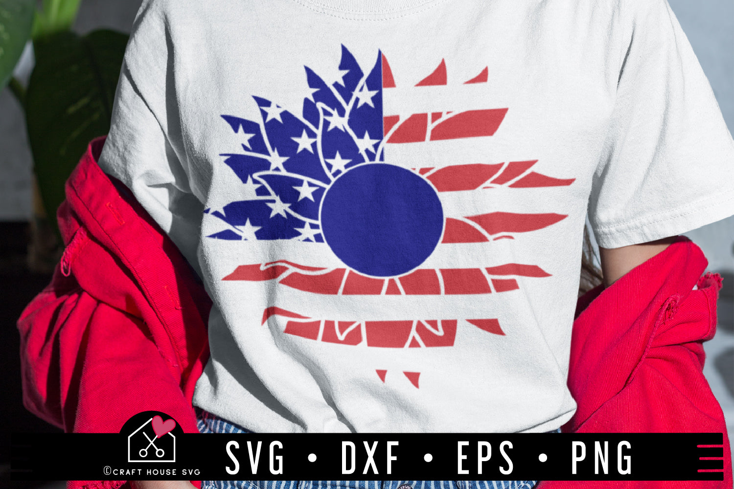 Sunflower American Flag SVG 4th of July Shirt Design Cut Files