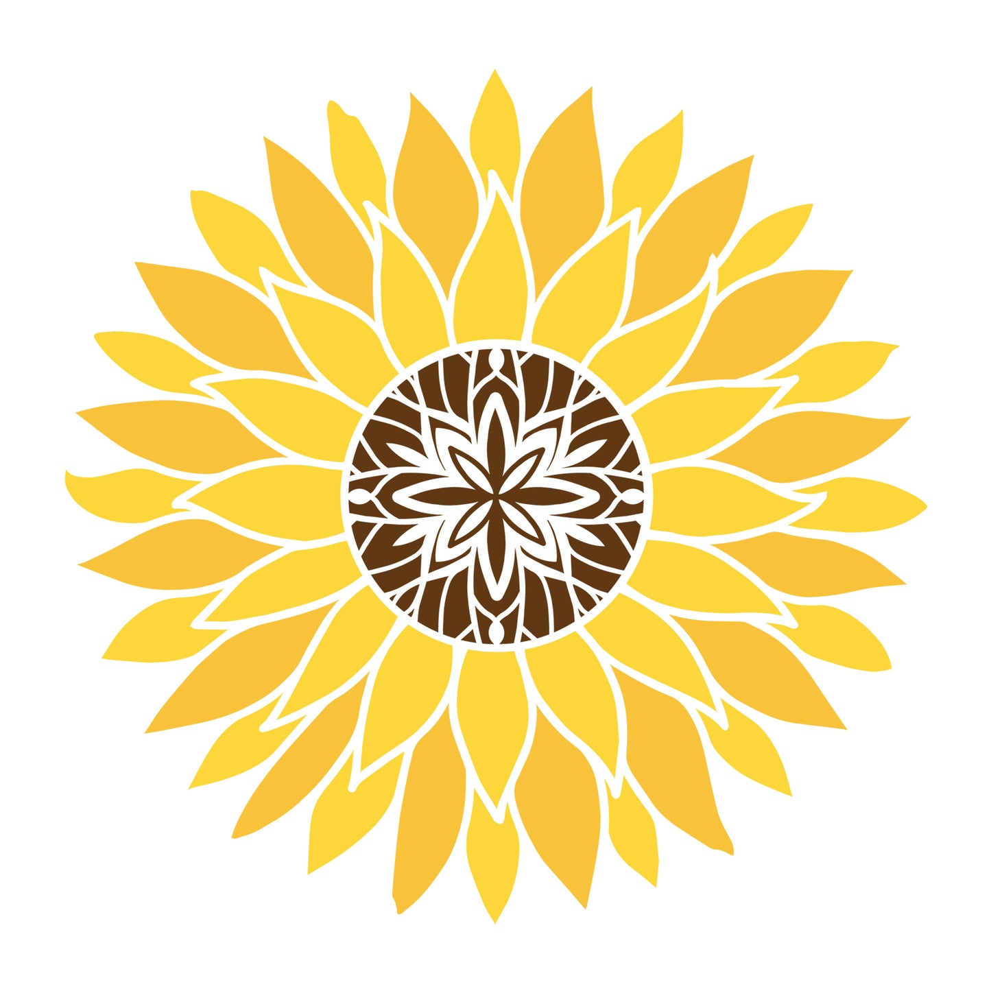 Sunflower Mandala SVG mandala SVG design for Cricut, Silhouette, laser cutting, vinyl, sublimation, decals, shirts, and DIY craft projects.