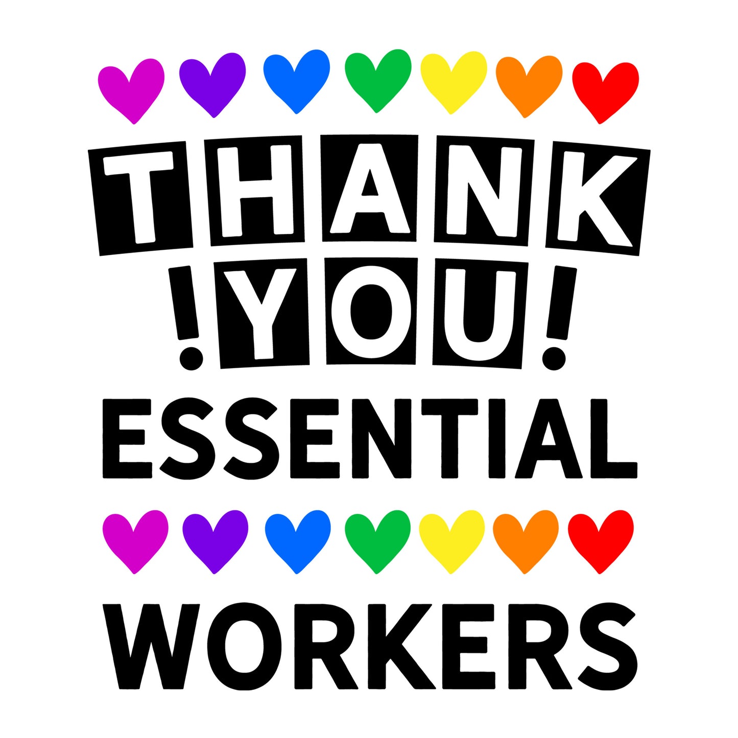 Thank You Essential Workers SVG design for Cricut, Silhouette, laser cutting, vinyl, sublimation, shirts, decals, and essential worker craft projects.