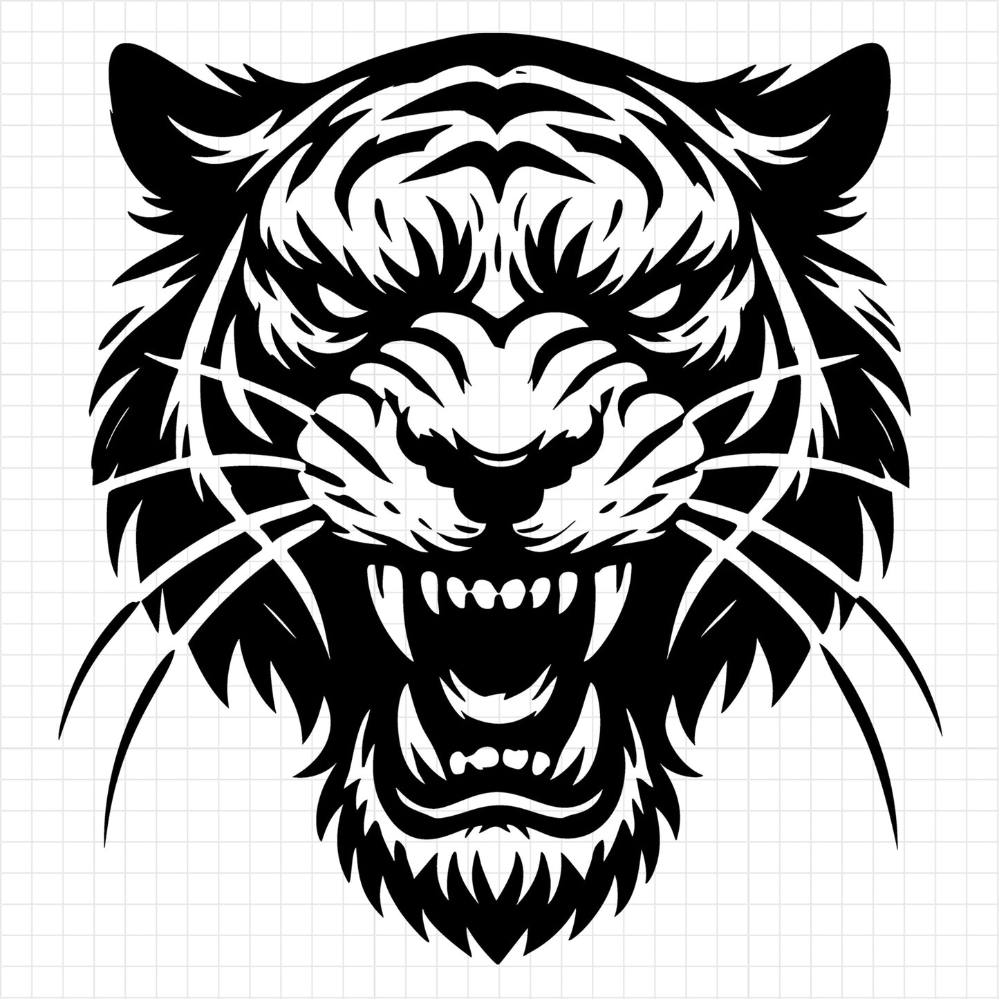 Tiger Head Illustration With Fierce Expression SVG