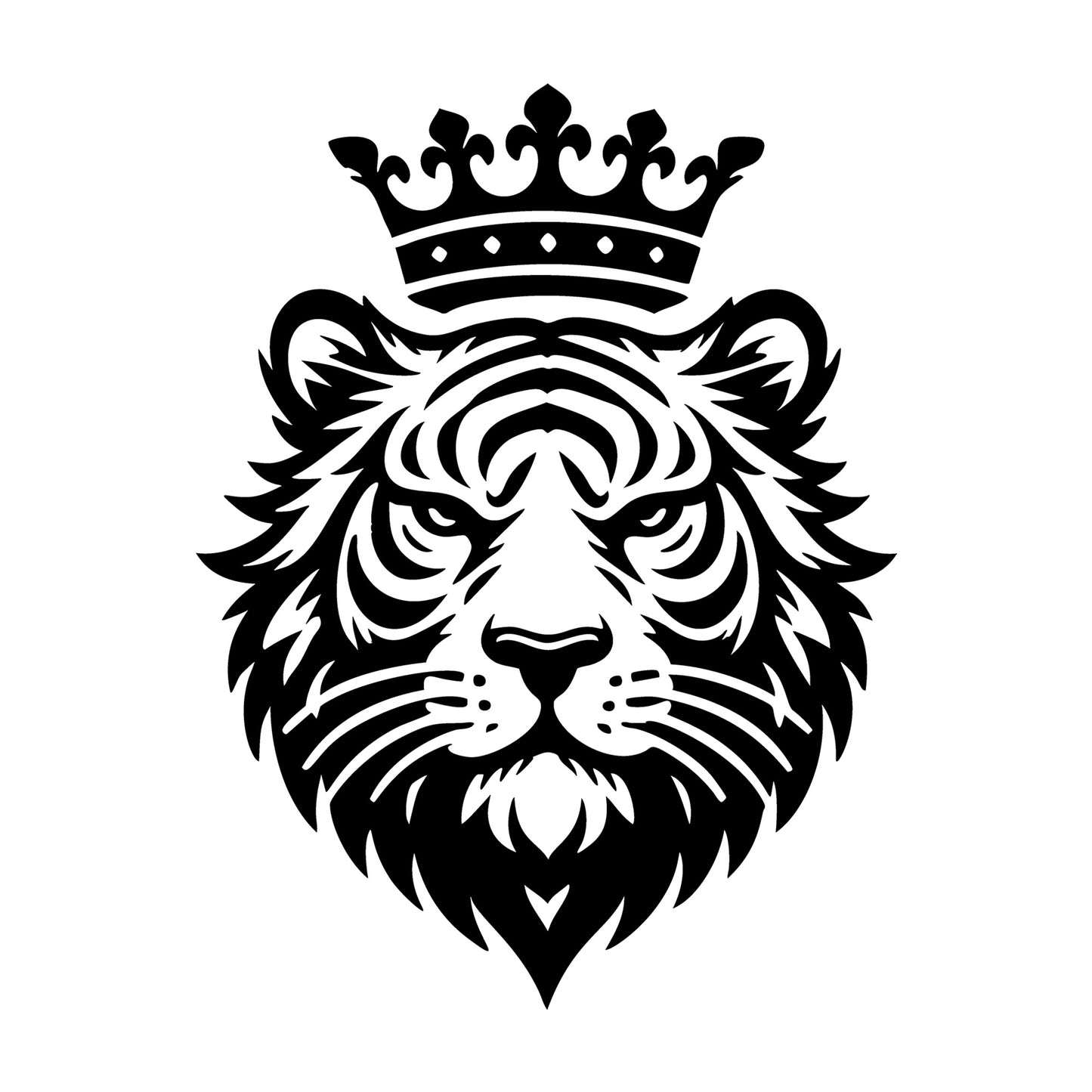 Tiger Face with Crown SVG design for Cricut, Silhouette, laser cutting, vinyl, sublimation, and craft projects.