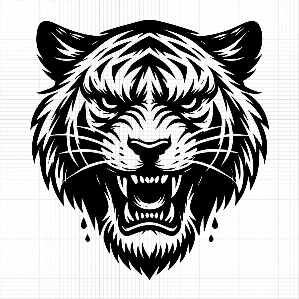 Tiger Growling Face Silhouette