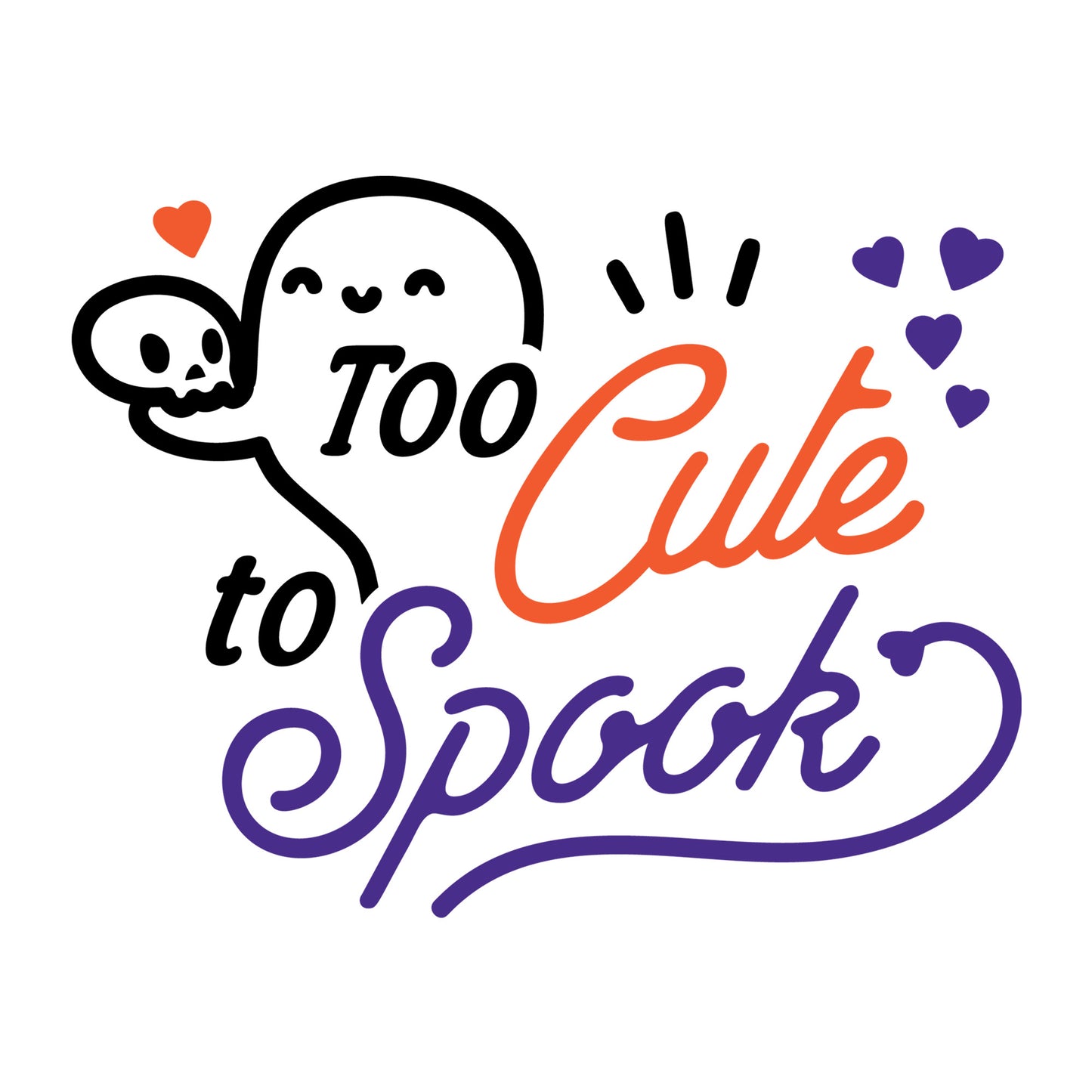 Too Cute To Spook SVG design for Cricut, Silhouette, laser cutting, vinyl, sublimation, and Halloween craft projects.