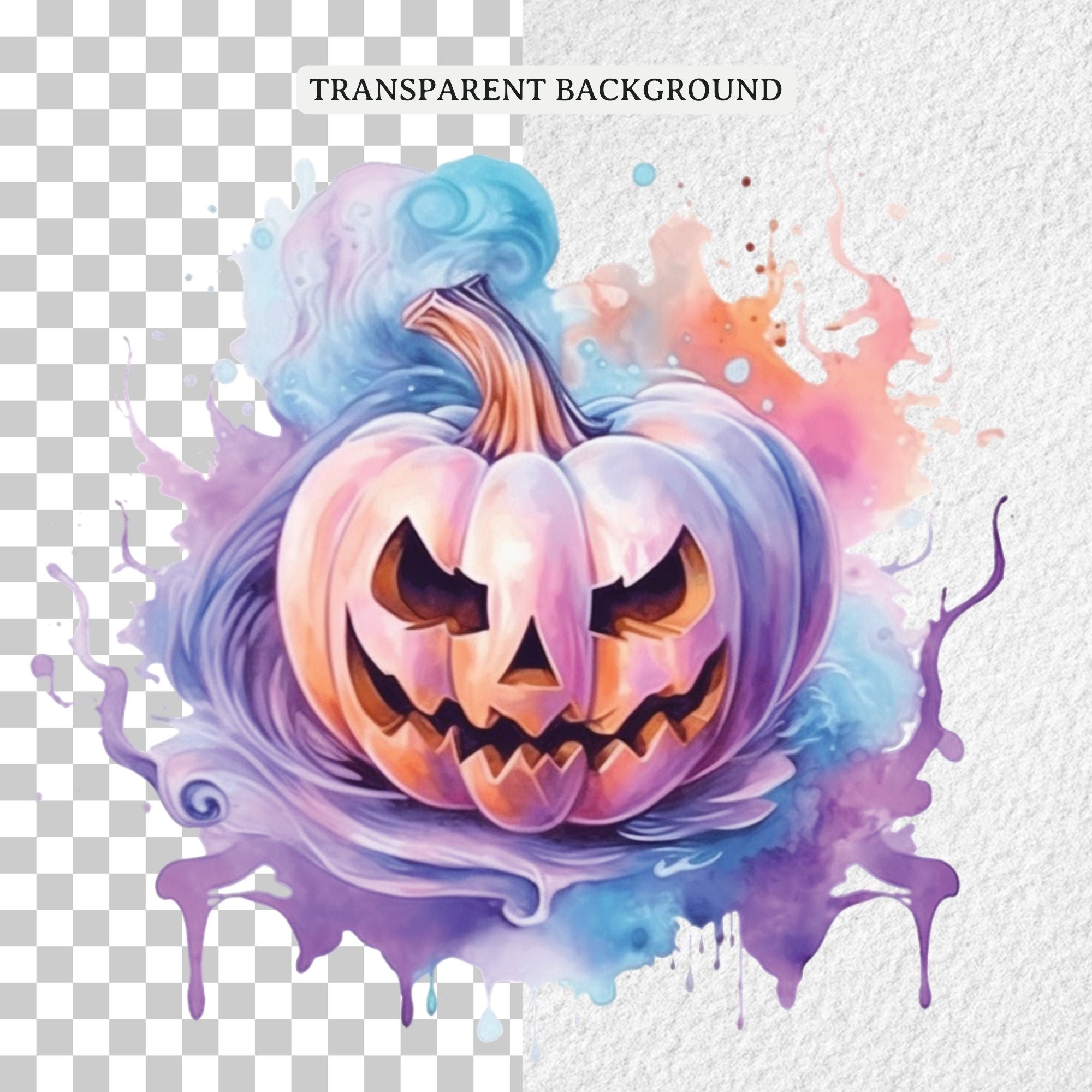 Pastel Halloween Sublimation Bundle Watercolor Clipart Designs PNG