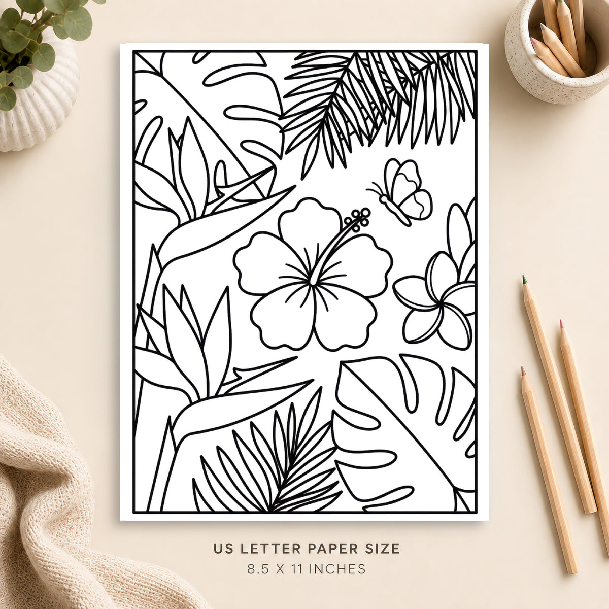 Tropical Flowers Coloring Page 3