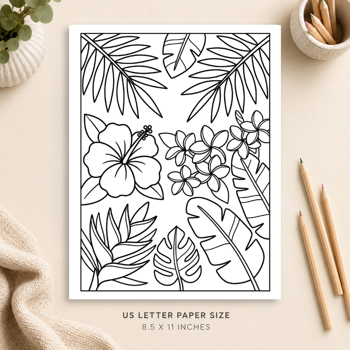 Tropical Flowers Coloring Page 5