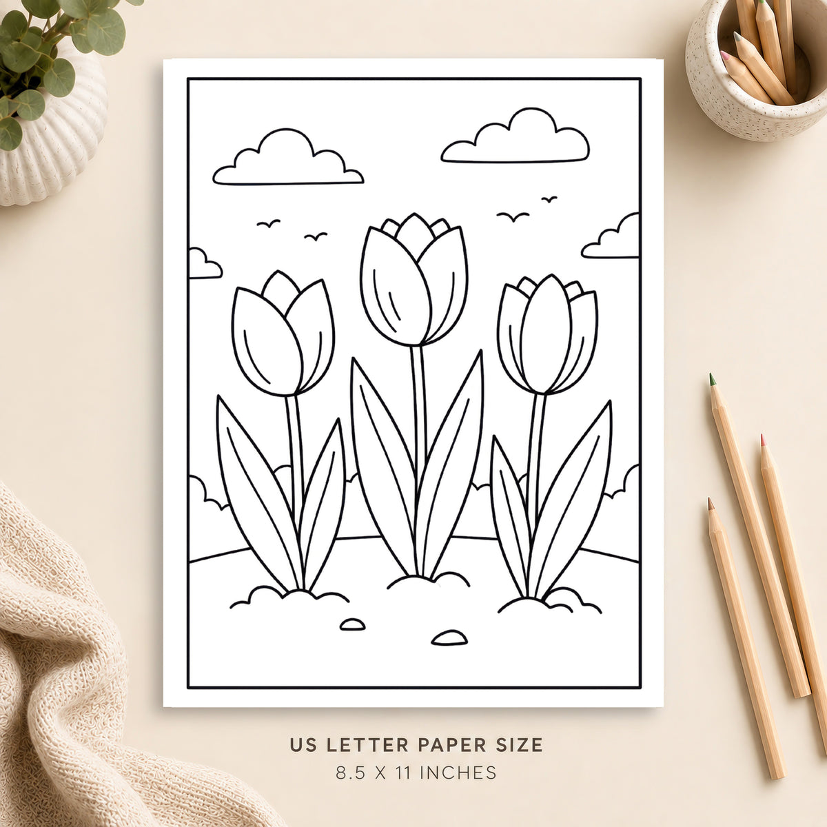 Tulips Coloring Page 1